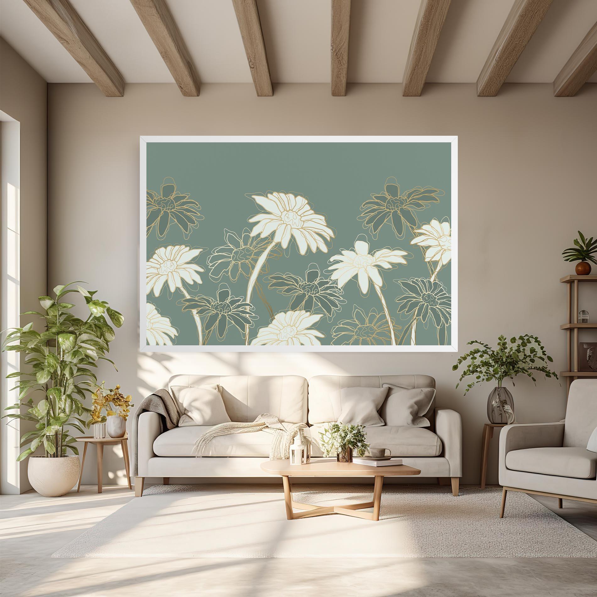 Картина на платно Gold Green Line mockup 6