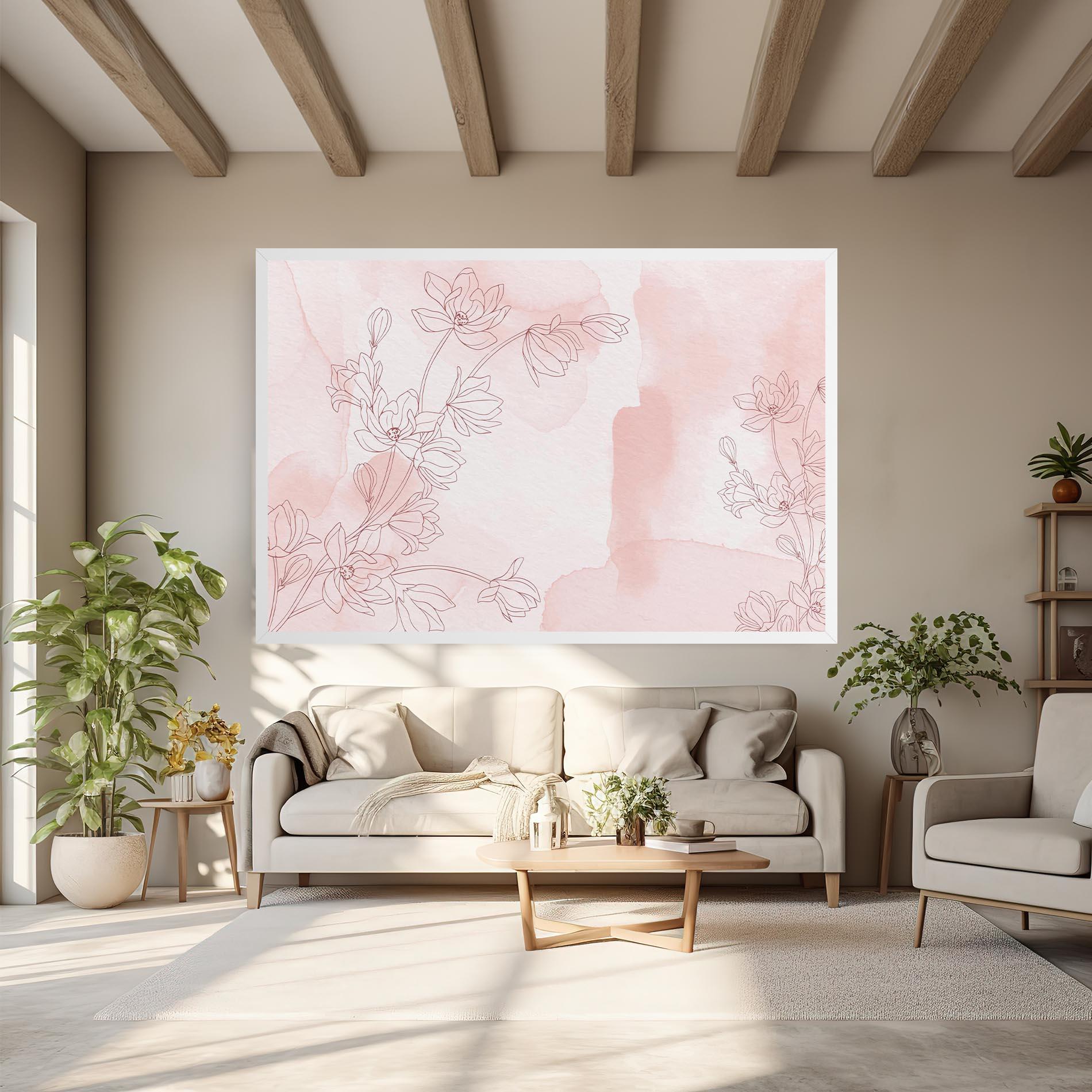 Картина на платно Pink Flower Line mockup 6