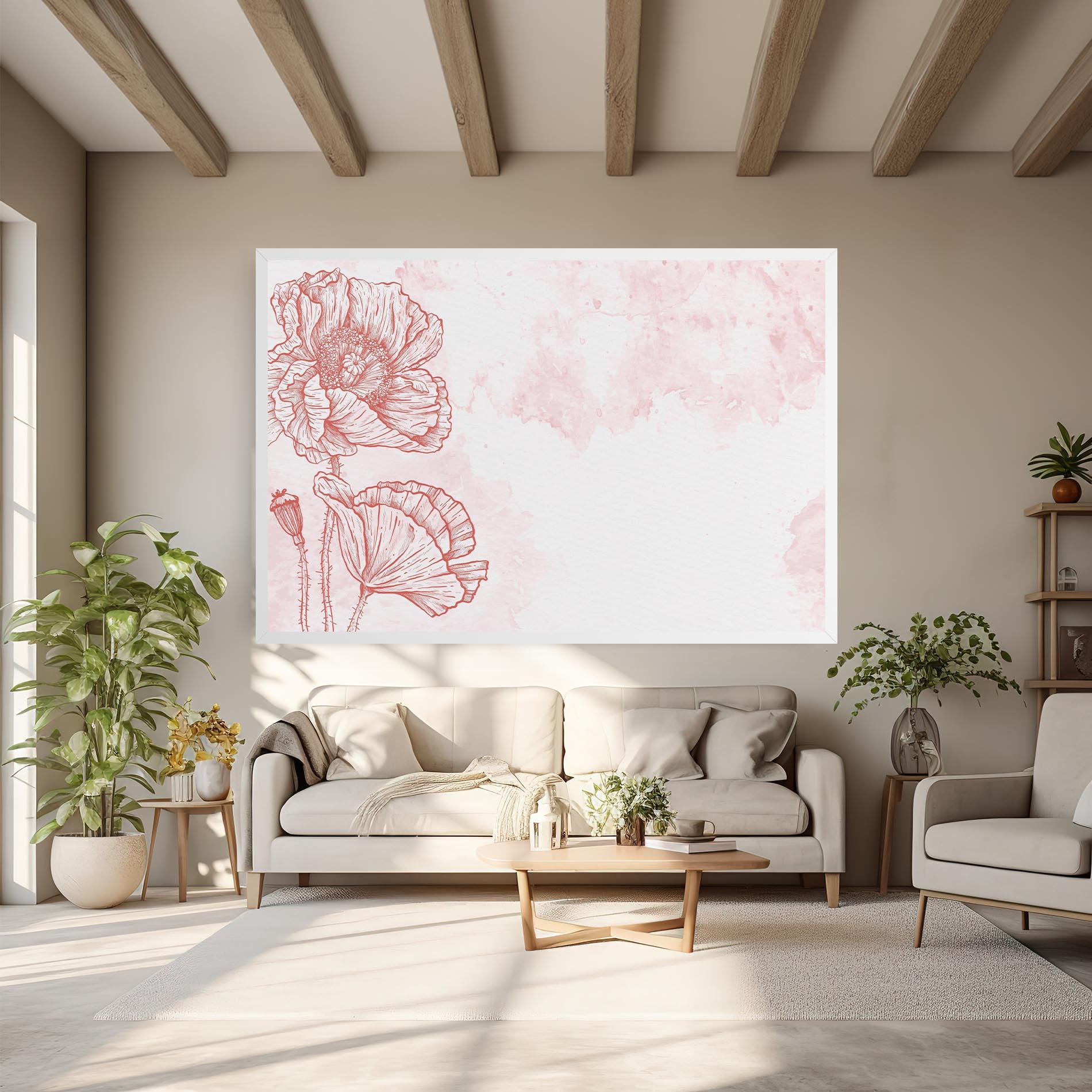 Картина на платно Red Poppy Line mockup 6