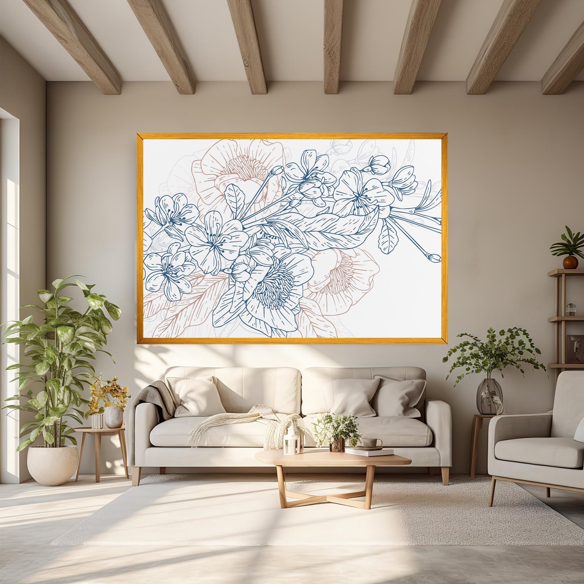 Картина на платно Blue Cream Line mockup 6