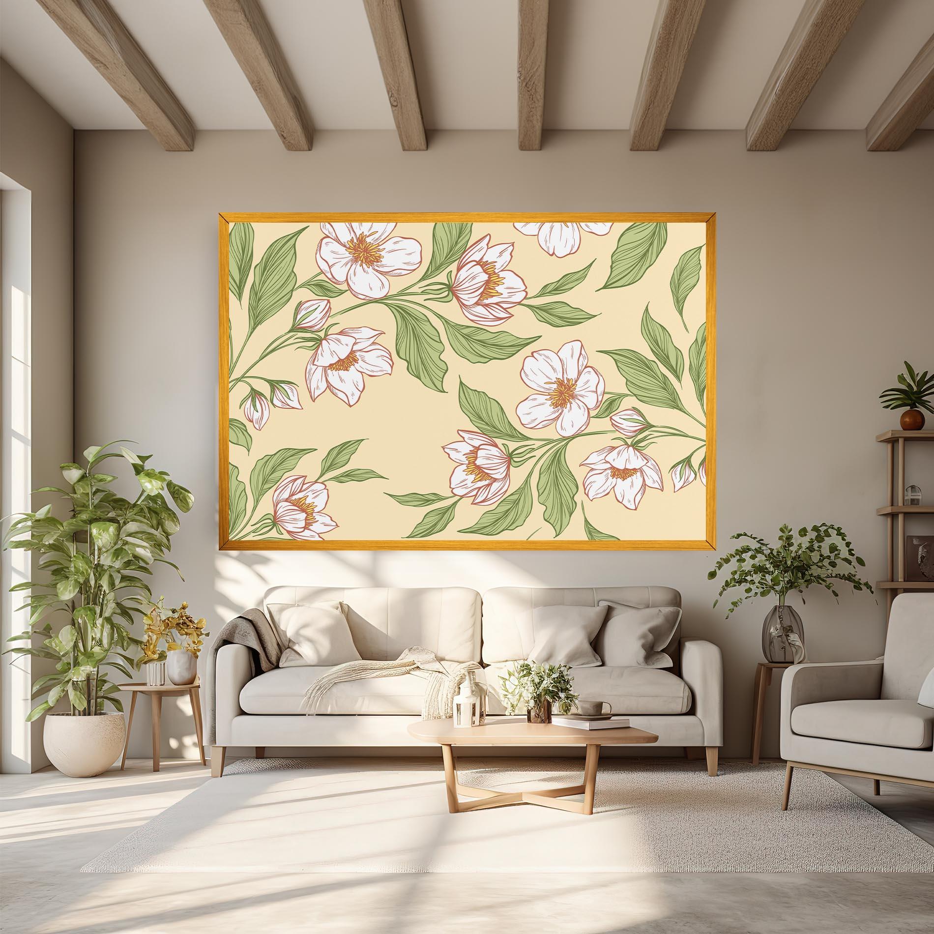 Картина на платно Cream Flower White mockup 6