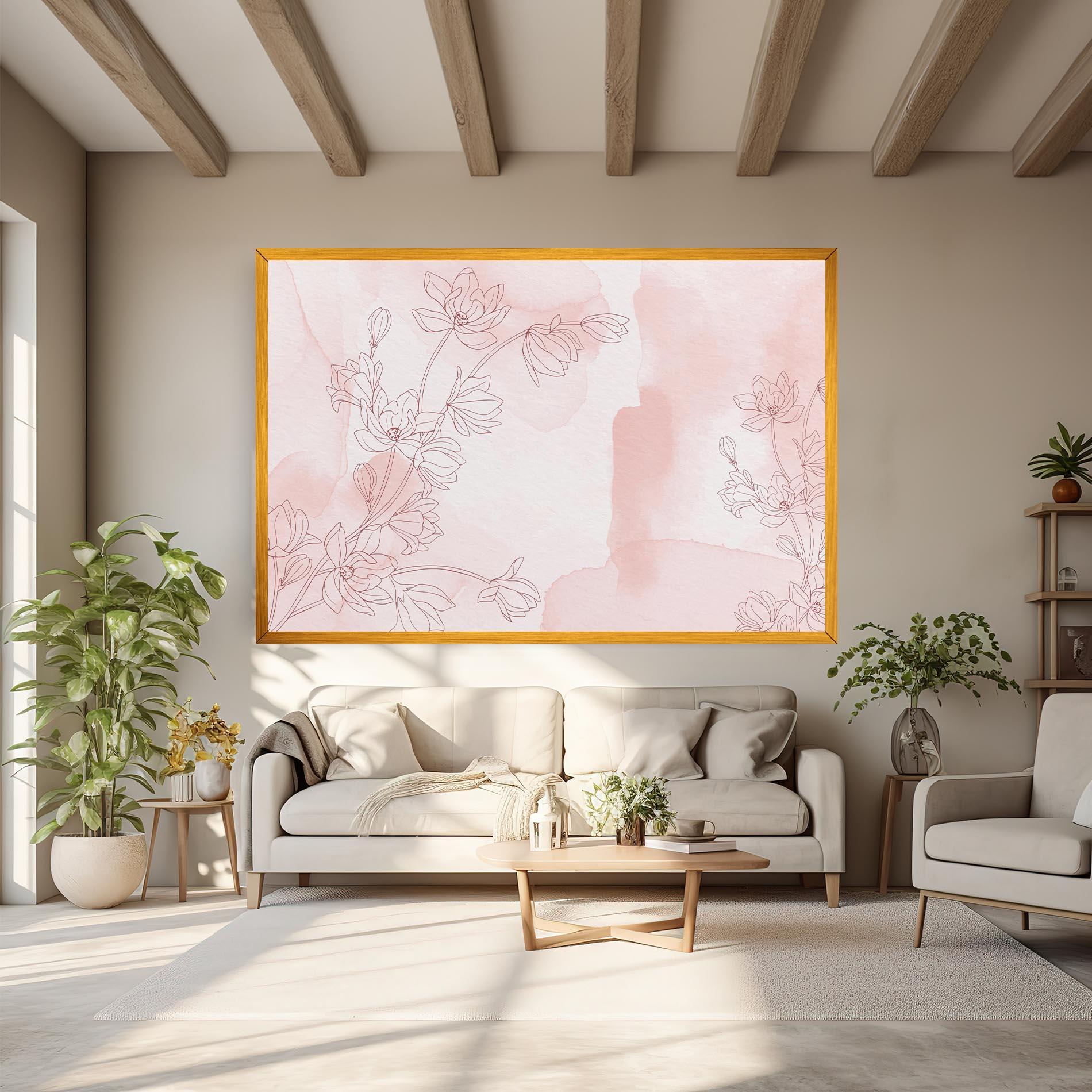 Картина на платно Pink Flower Line mockup 6
