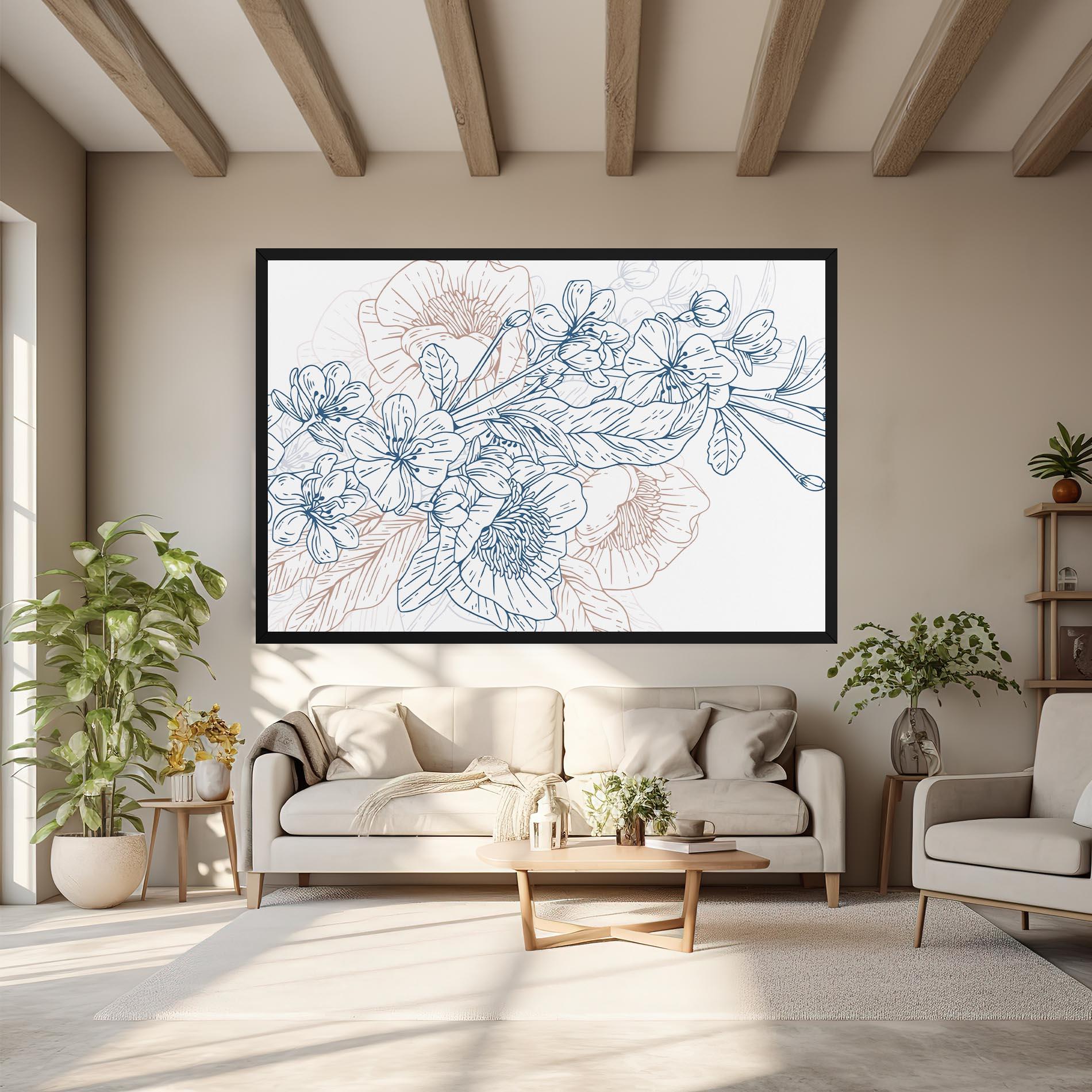 Картина на платно Blue Cream Line mockup 6