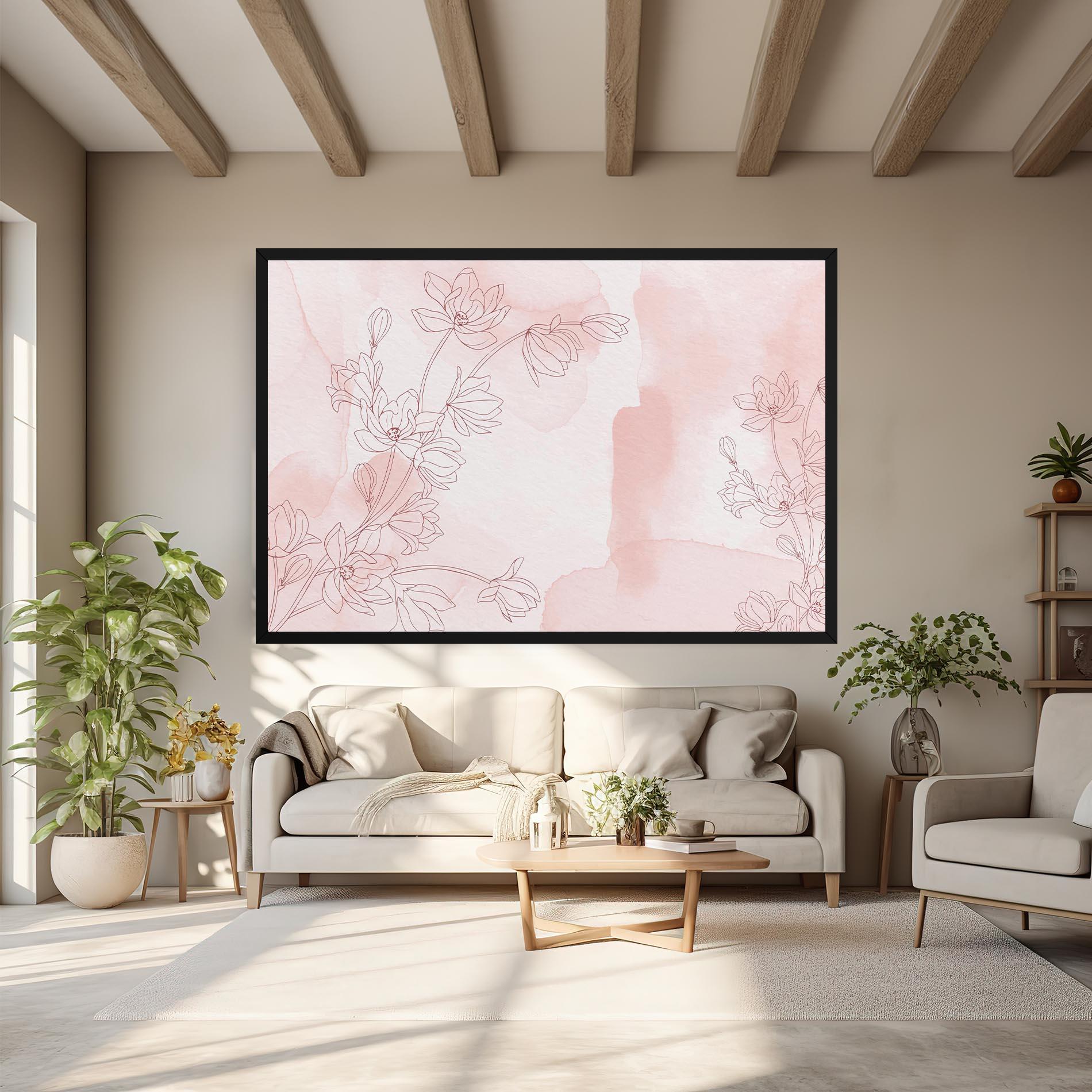Картина на платно Pink Flower Line mockup 6