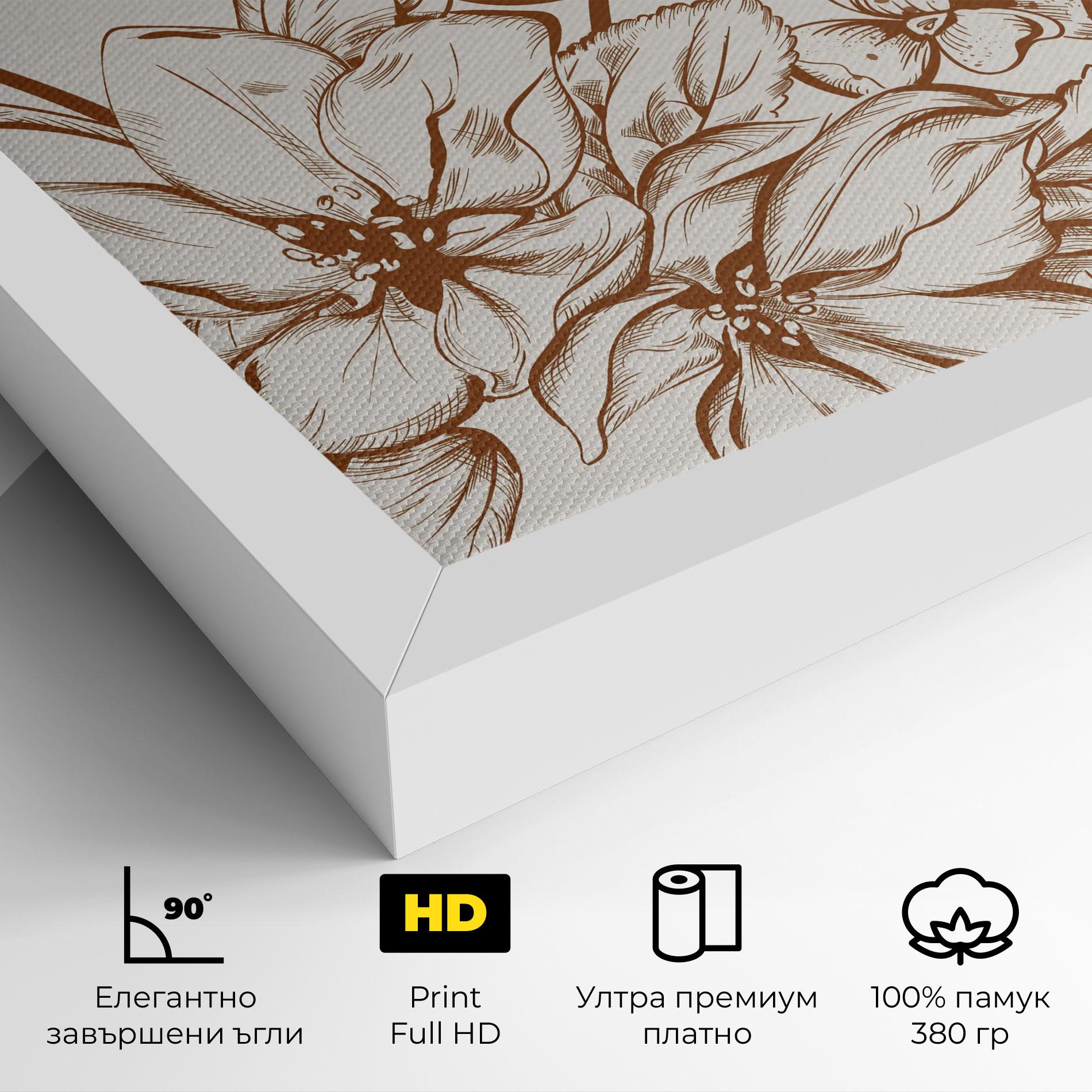 Картина на платно Bee Flower Line mockup 4