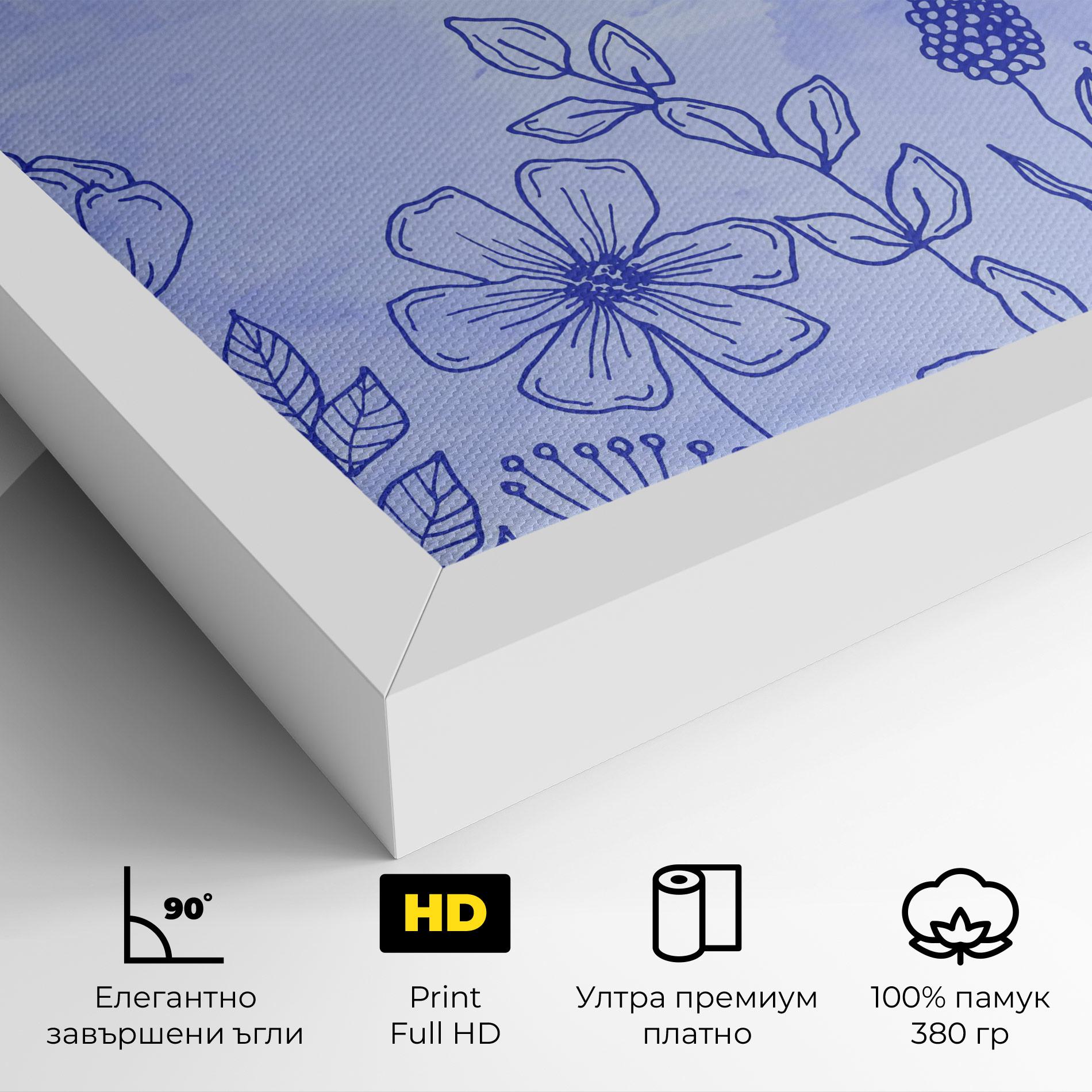 Картина на платно Blue Line Plant mockup 4