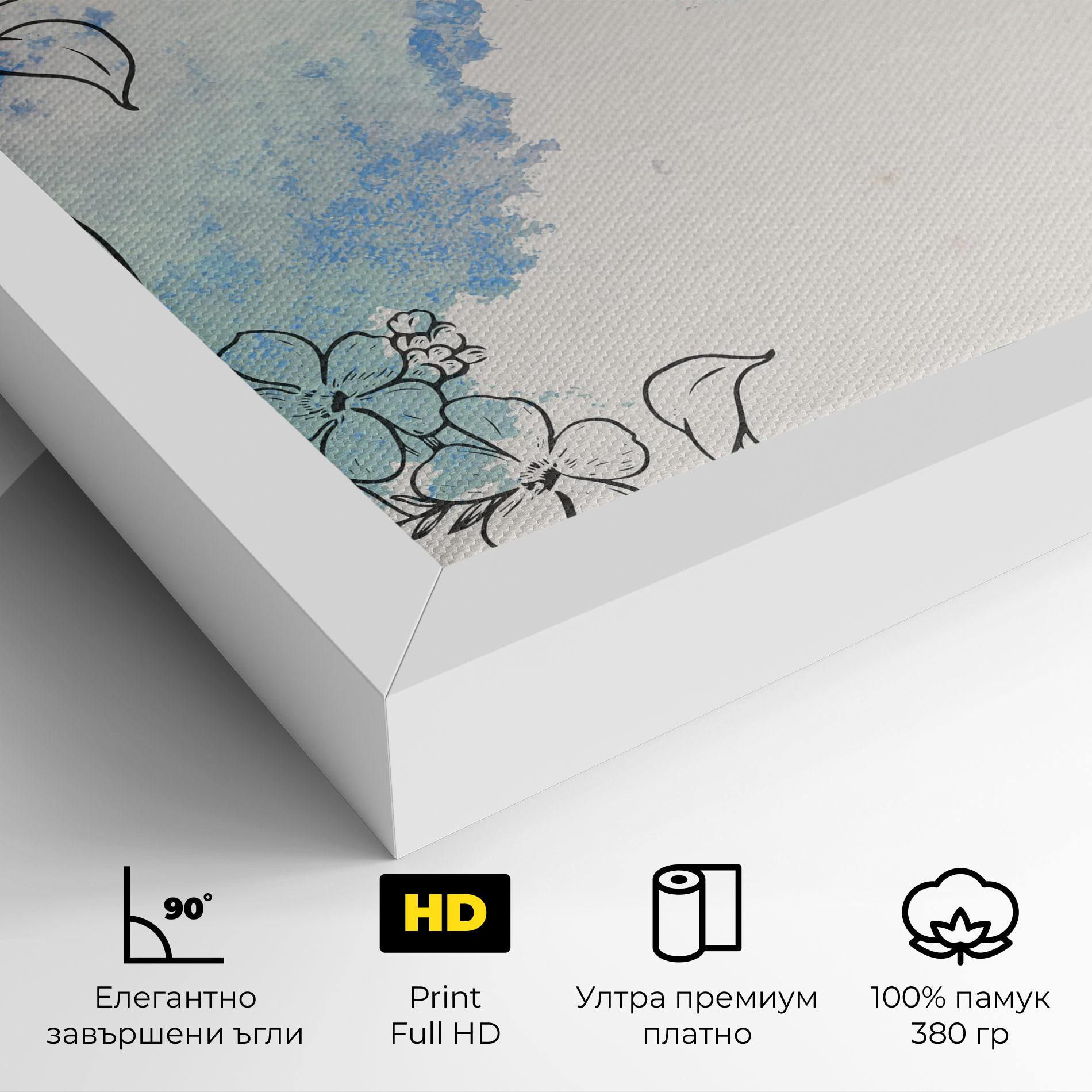 Картина на платно Blue Watercolor Flower mockup 4