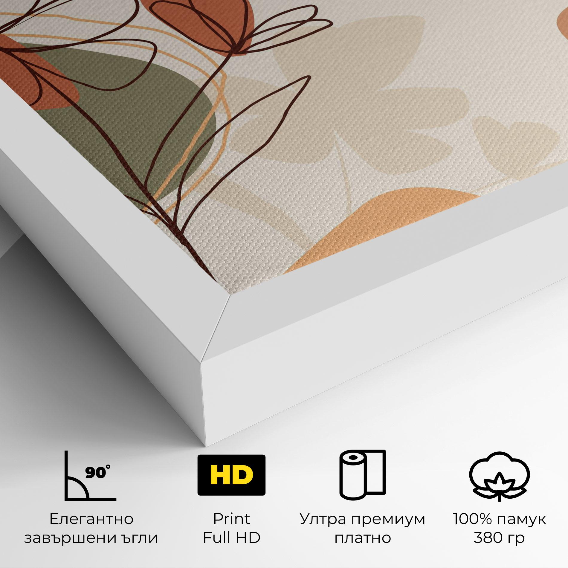 Картина на платно Brown Line Plants mockup 4