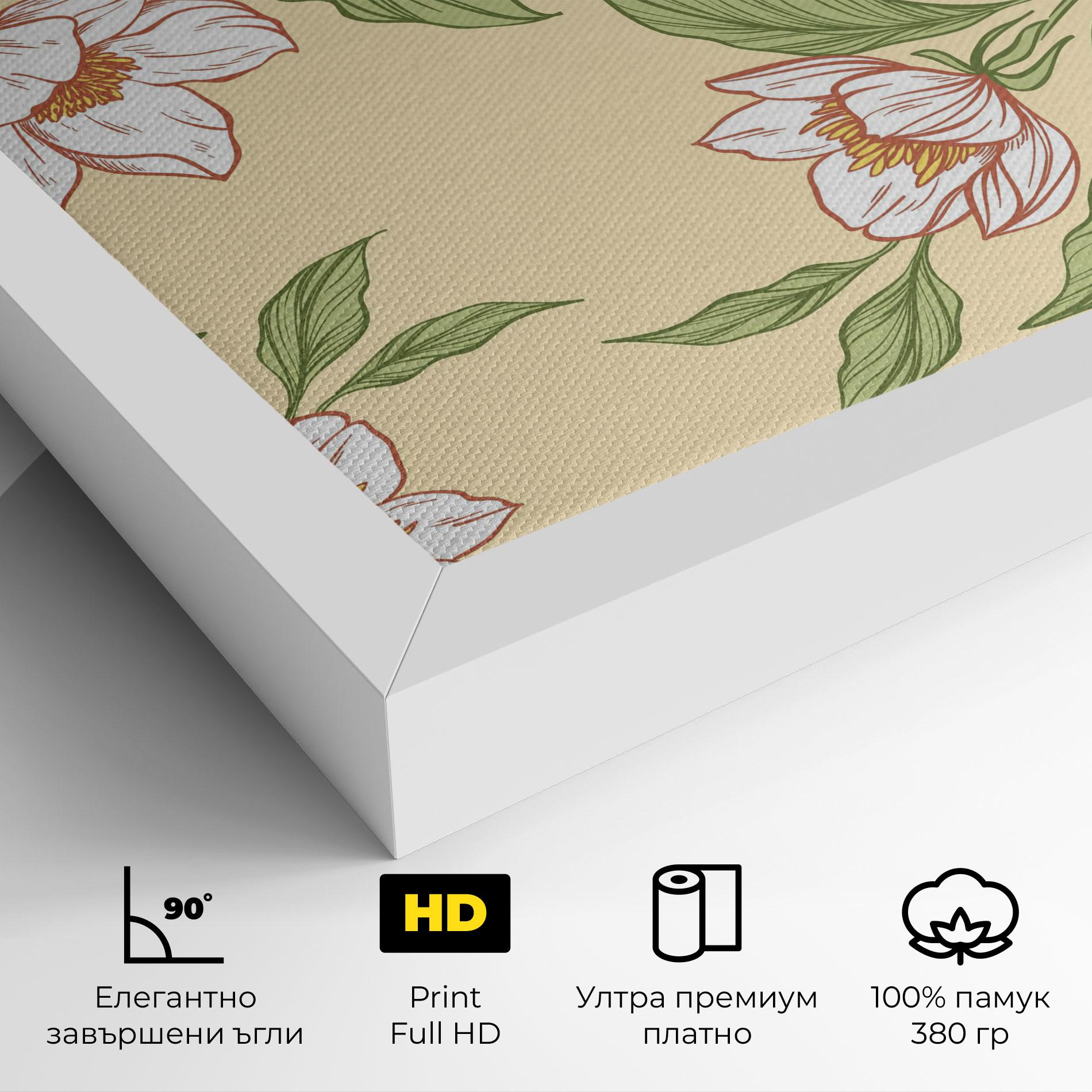 Картина на платно Cream Flower White mockup 4
