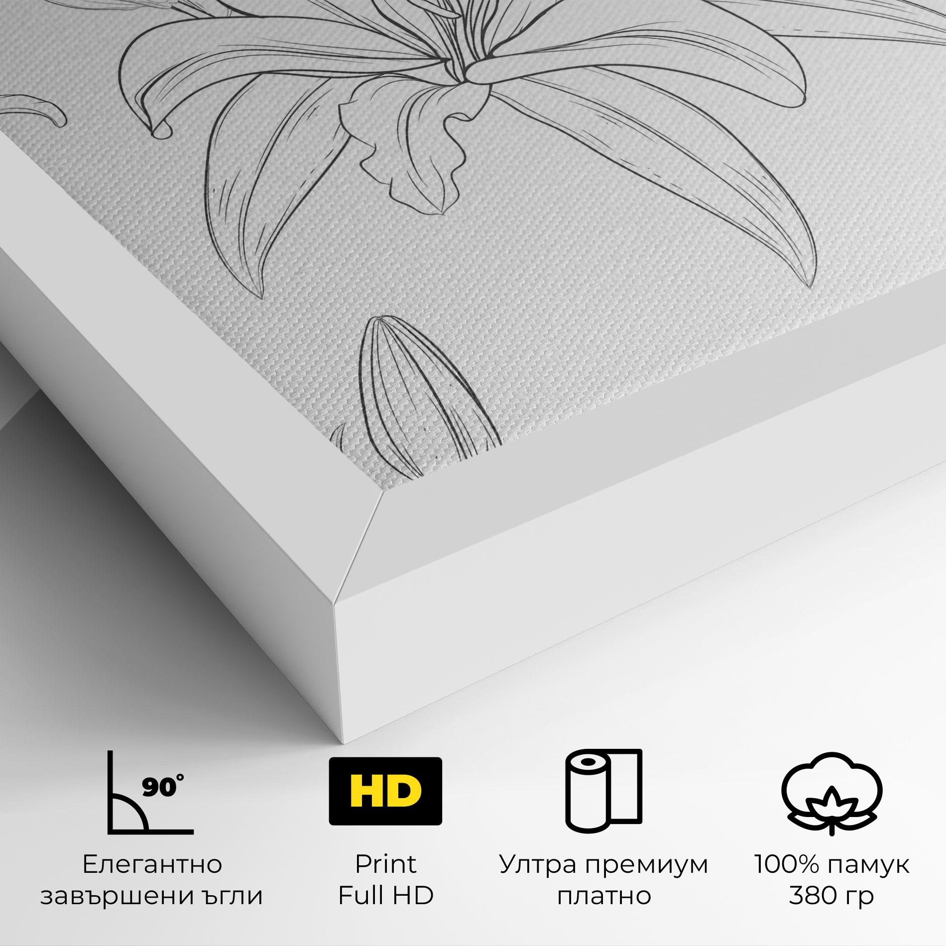Картина на платно Grey Line Flower mockup 4