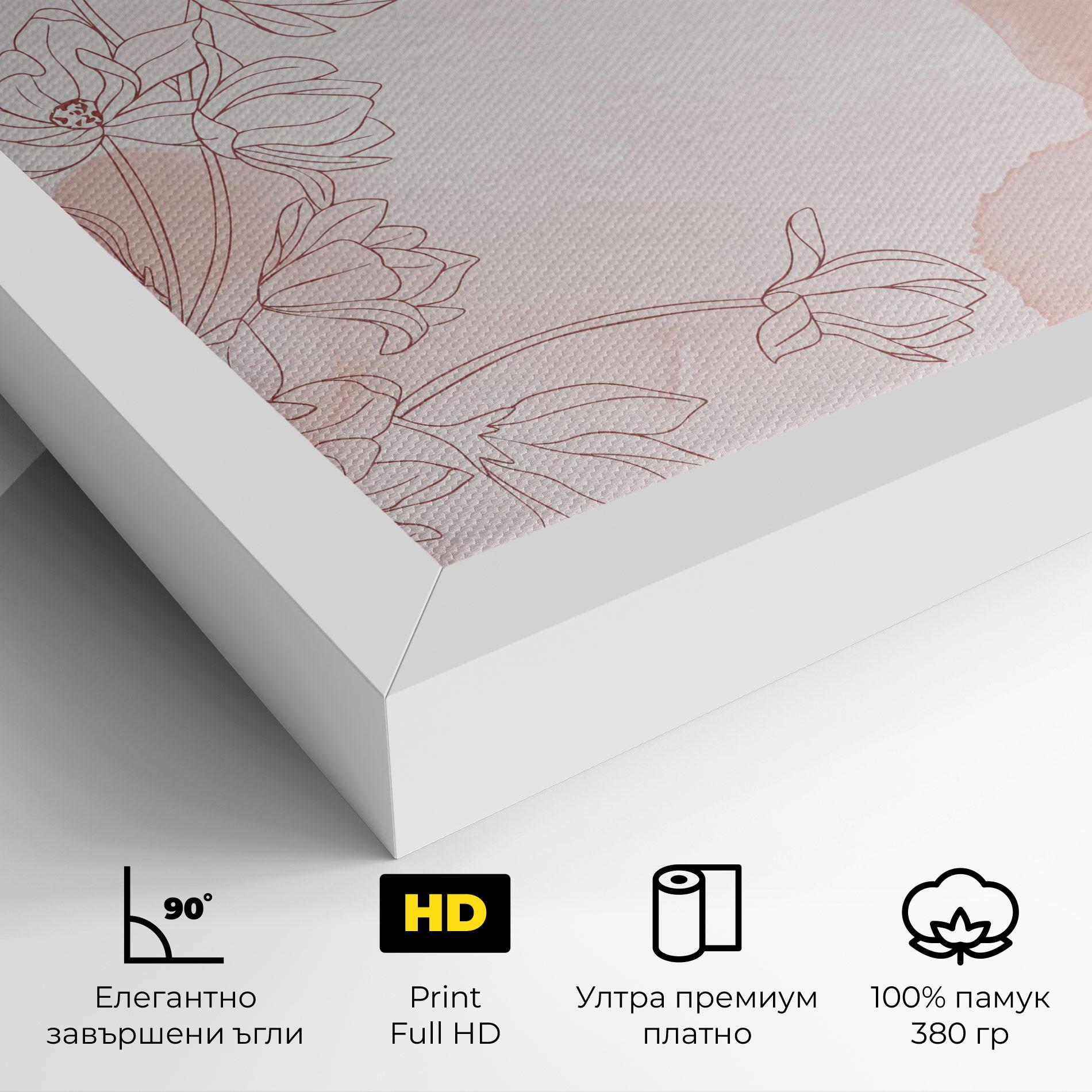 Картина на платно Pink Flower Line mockup 4