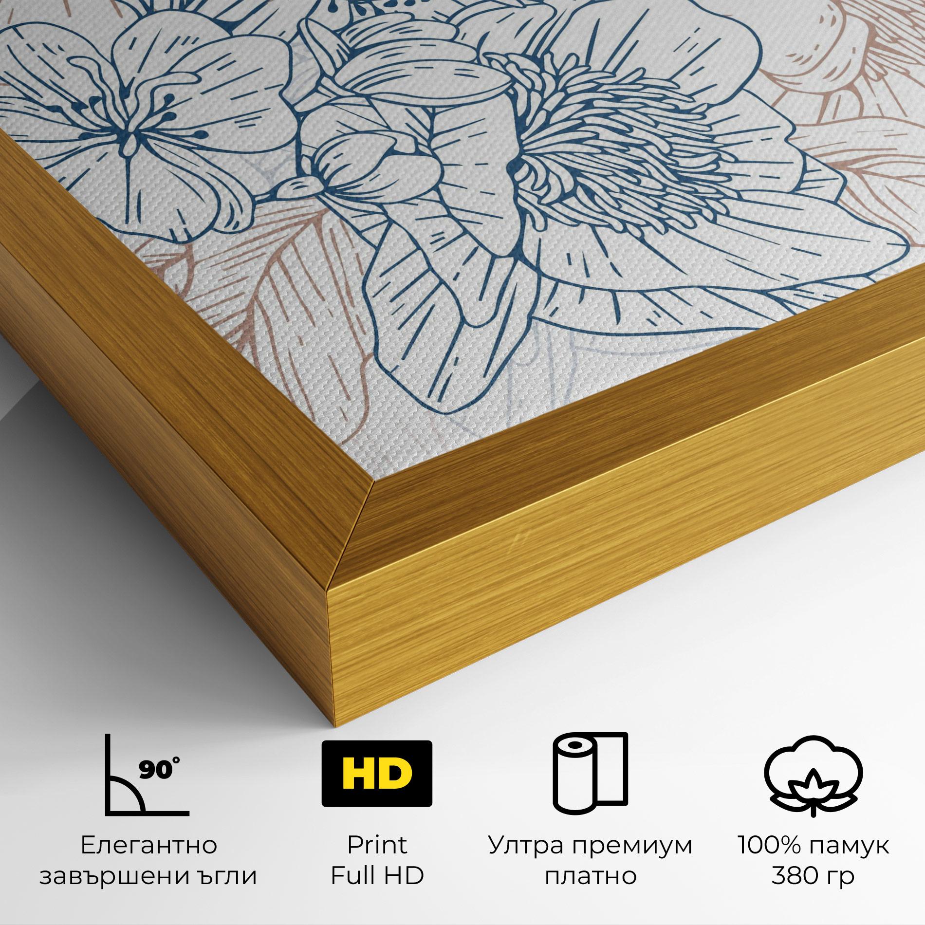 Картина на платно Blue Cream Line mockup 4