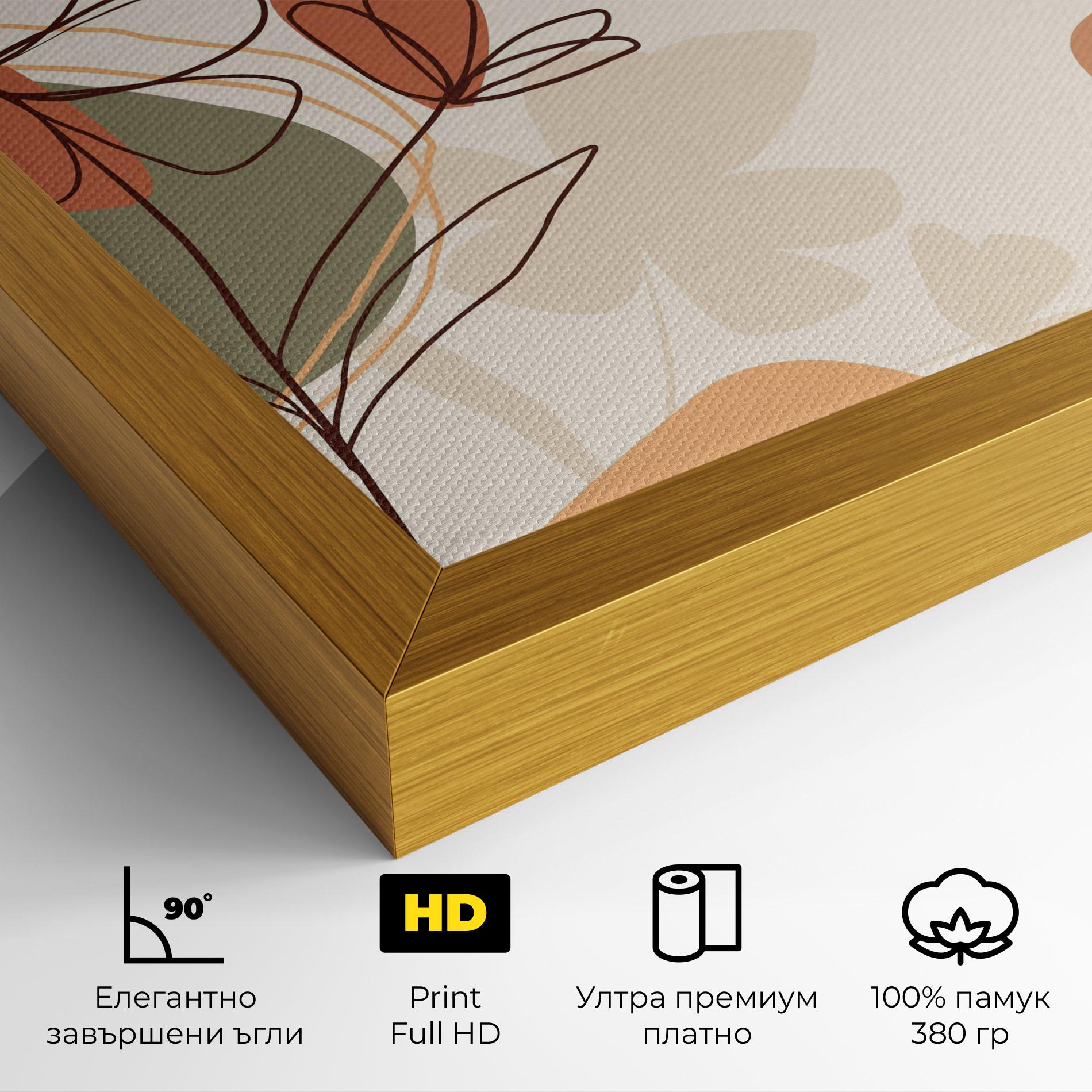 Картина на платно Brown Line Plants mockup 4