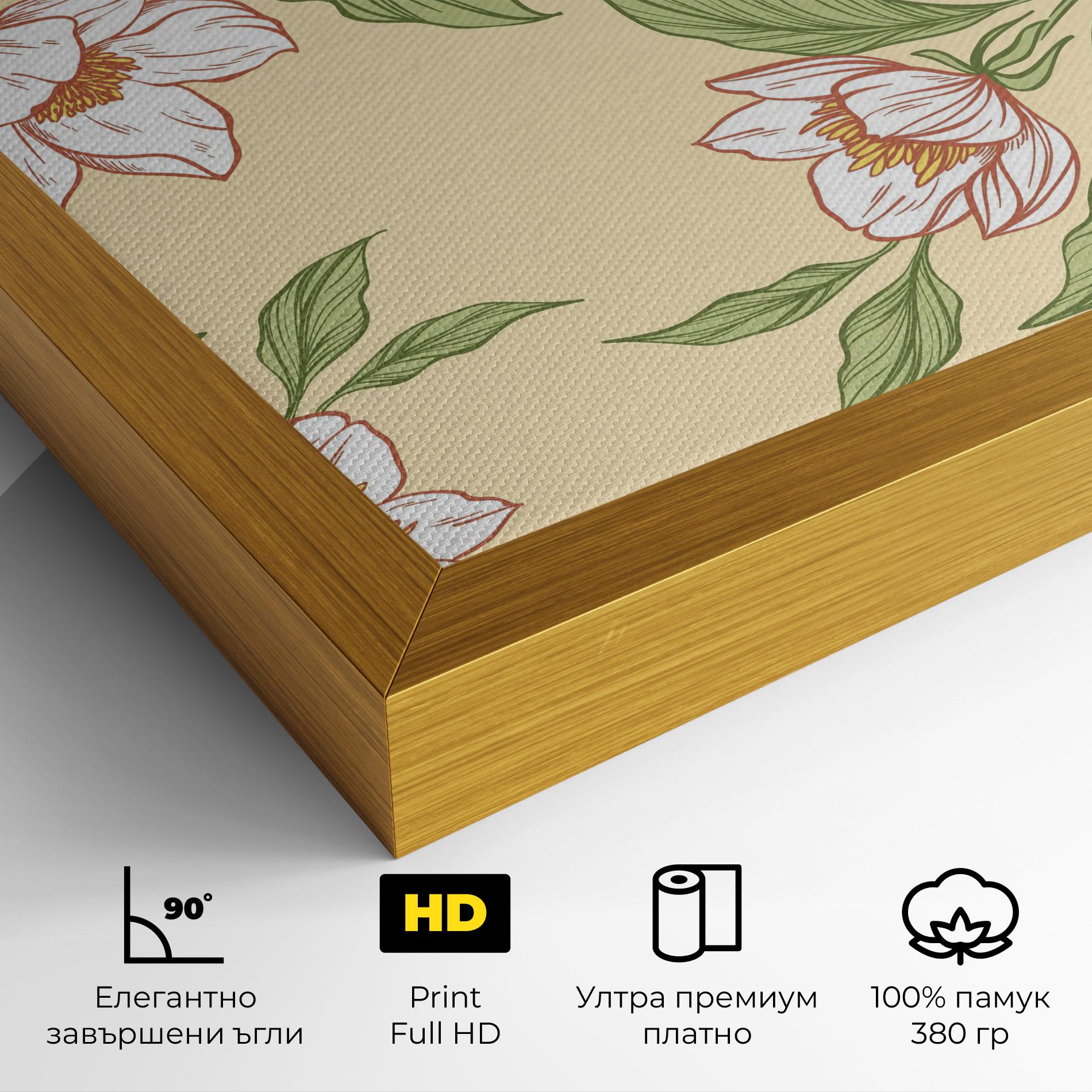 Картина на платно Cream Flower White mockup 4