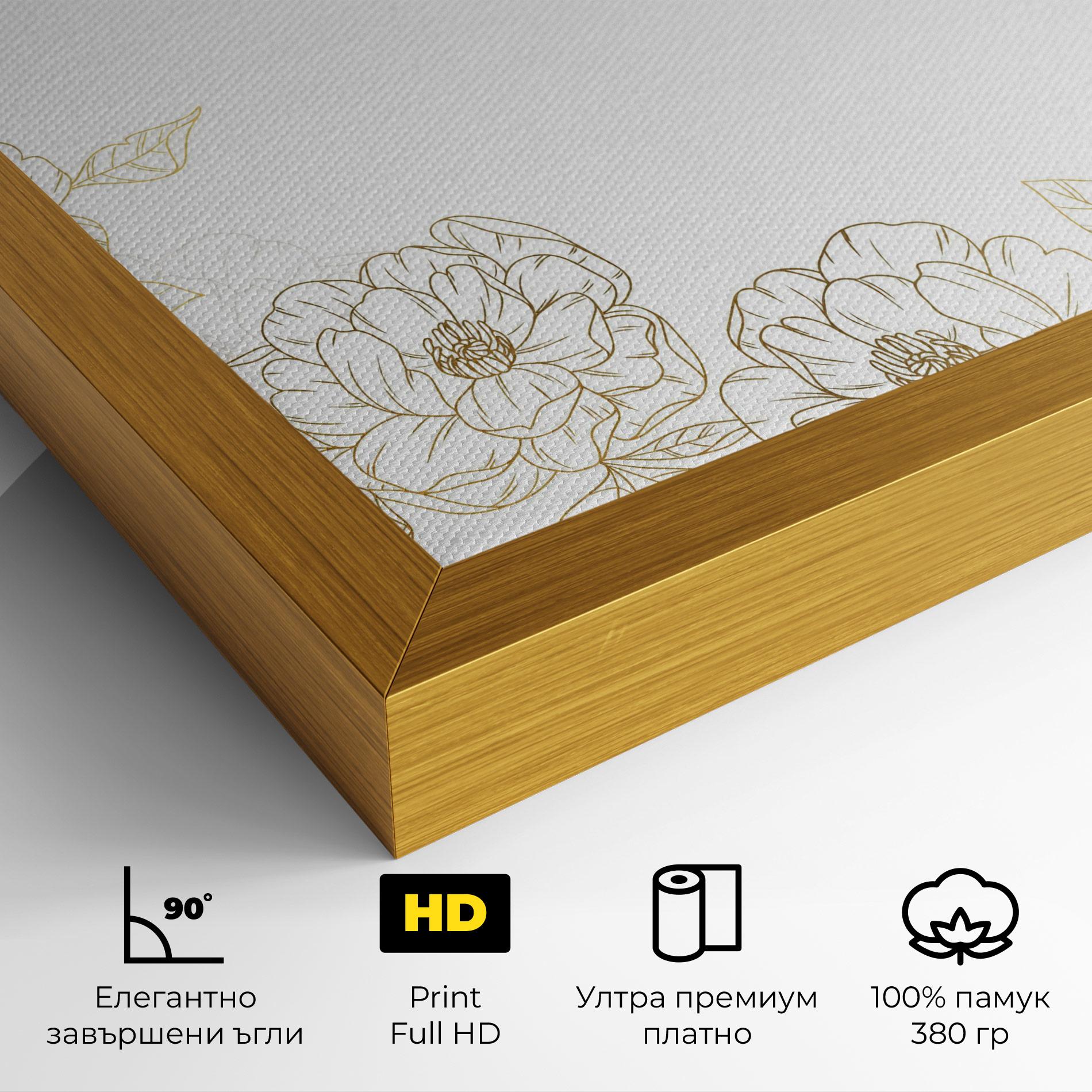 Картина на платно Flower Gold Line mockup 4