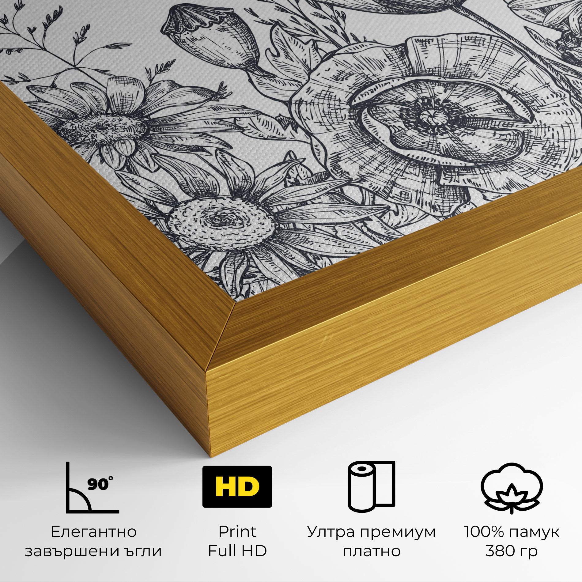 Картина на платно Flower Grey Line mockup 4