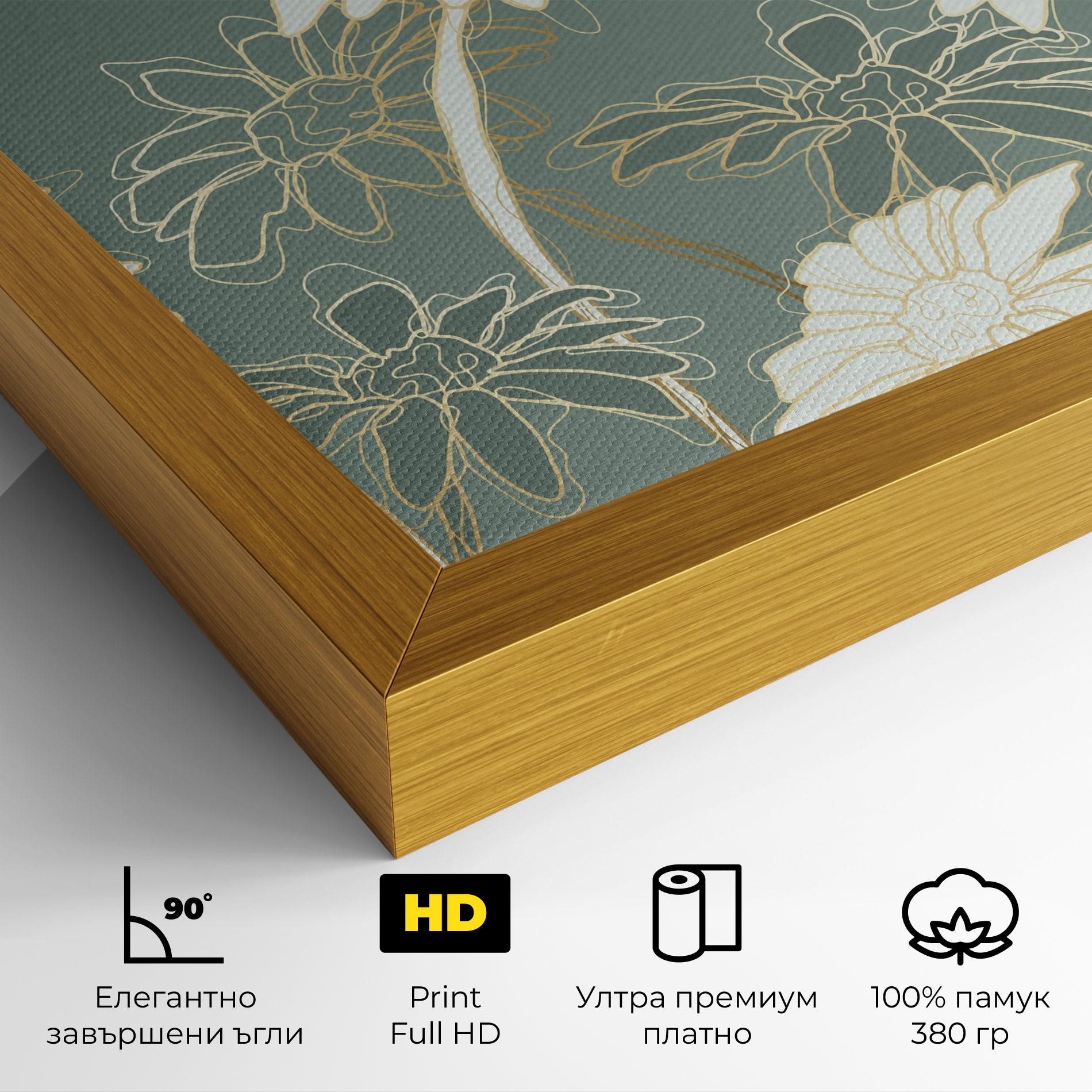 Картина на платно Gold Green Line mockup 4