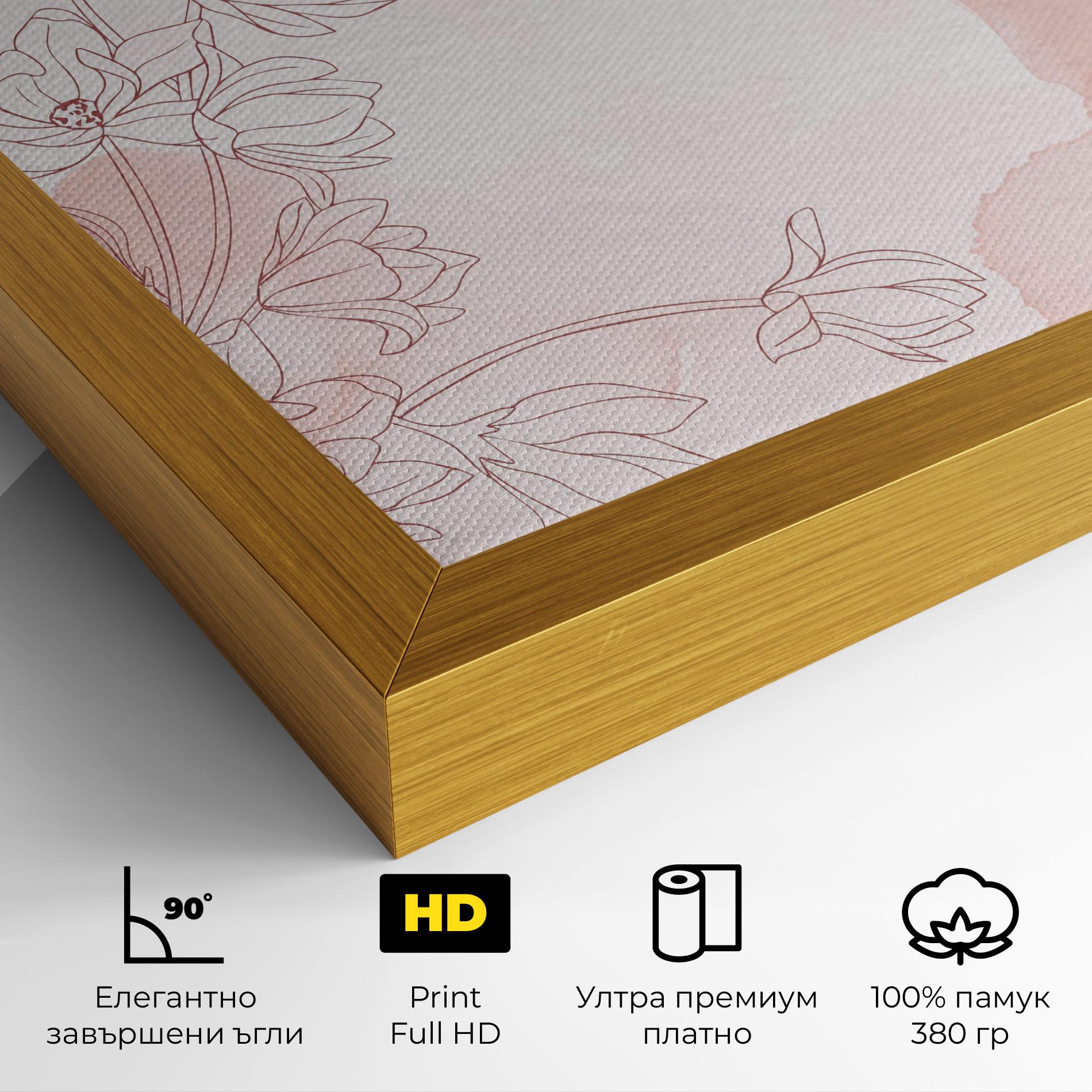 Картина на платно Pink Flower Line mockup 4