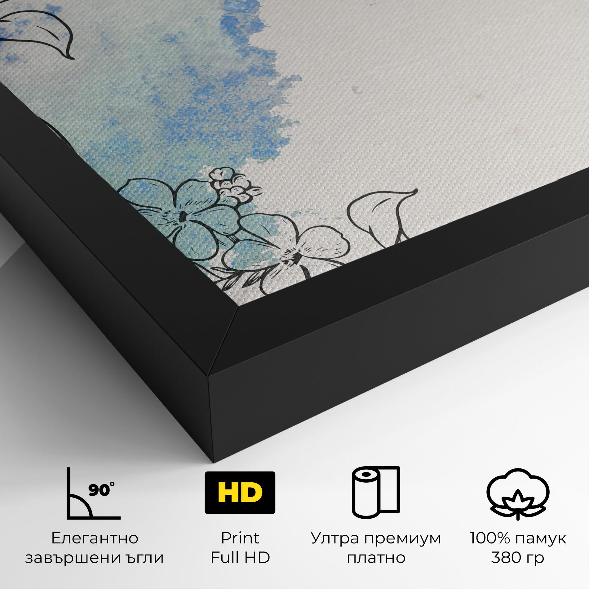 Картина на платно Blue Watercolor Flower mockup 4