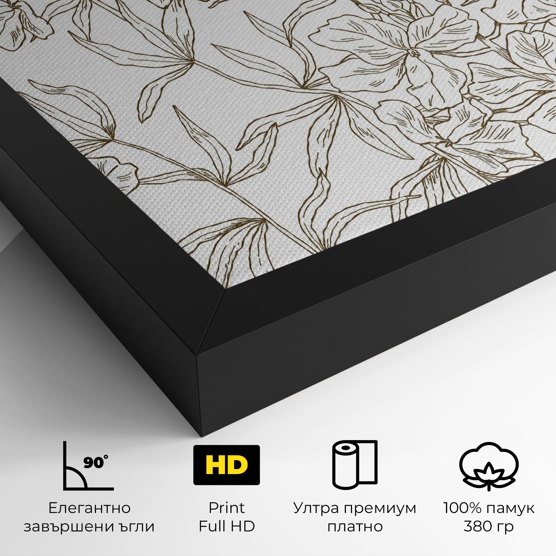 Картина на платно Flower Brown Line mockup 4
