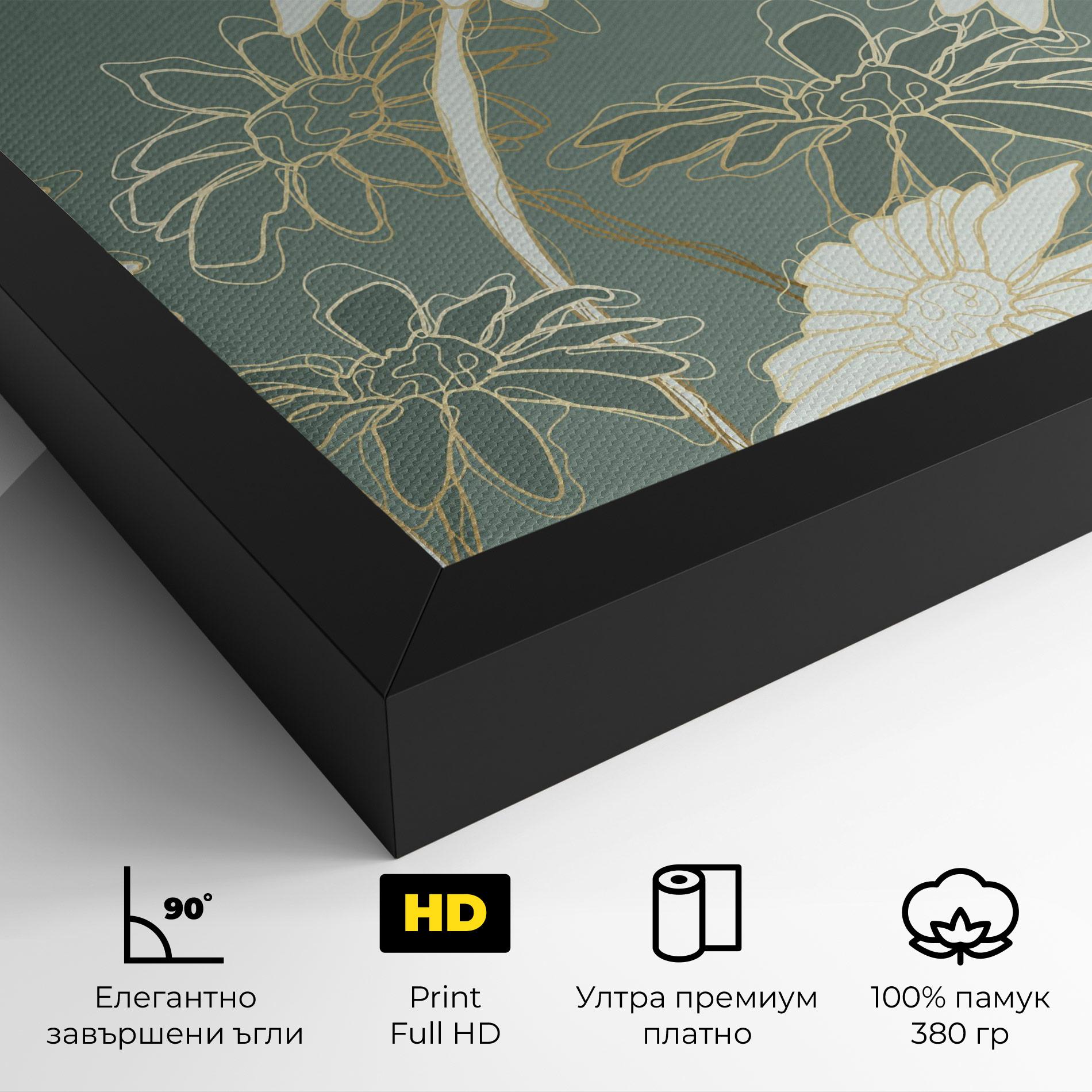 Картина на платно Gold Green Line mockup 4