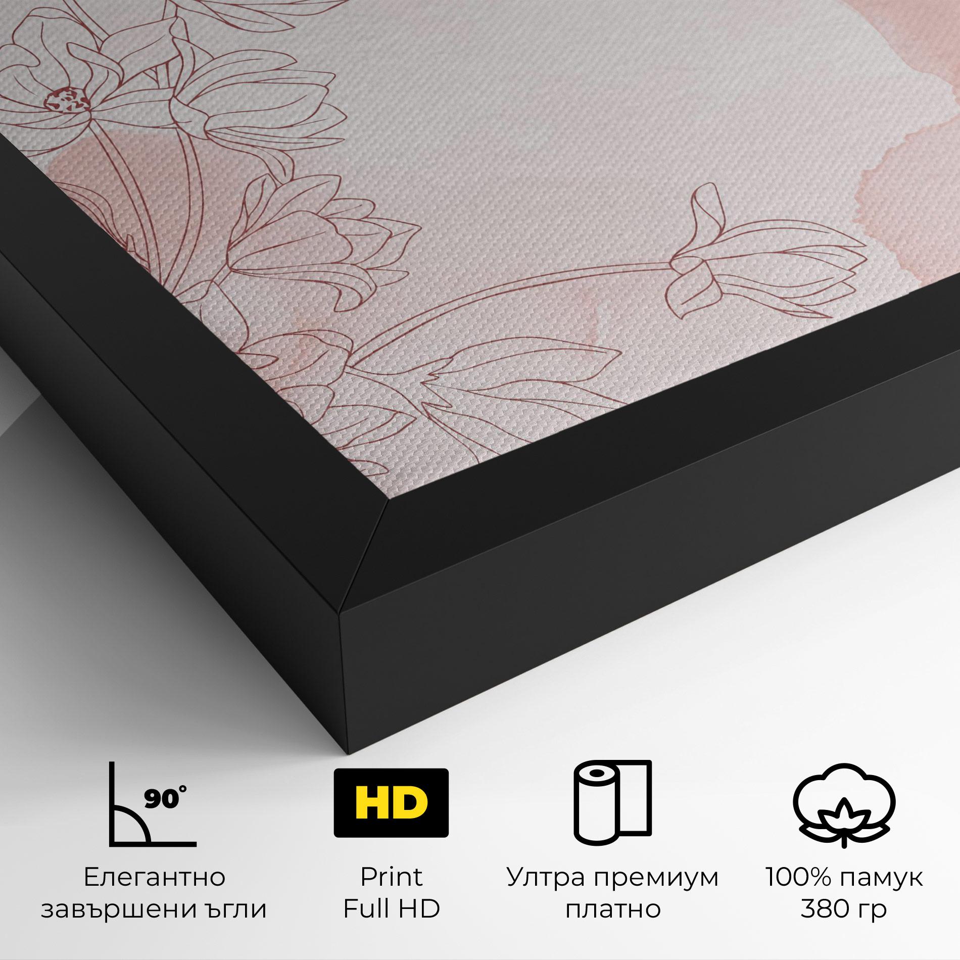 Картина на платно Pink Flower Line mockup 4