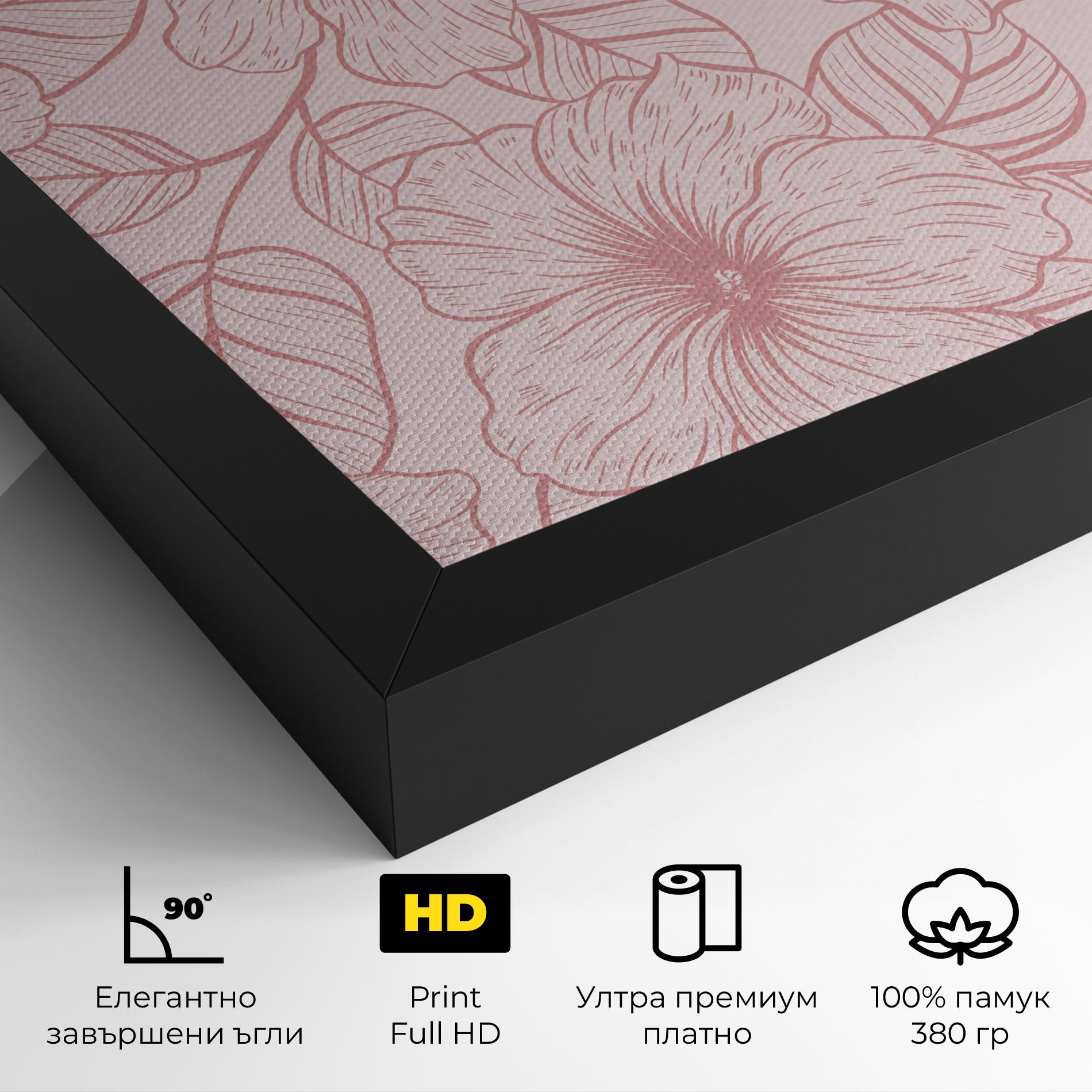 Картина на платно Pink Line Flower mockup 4
