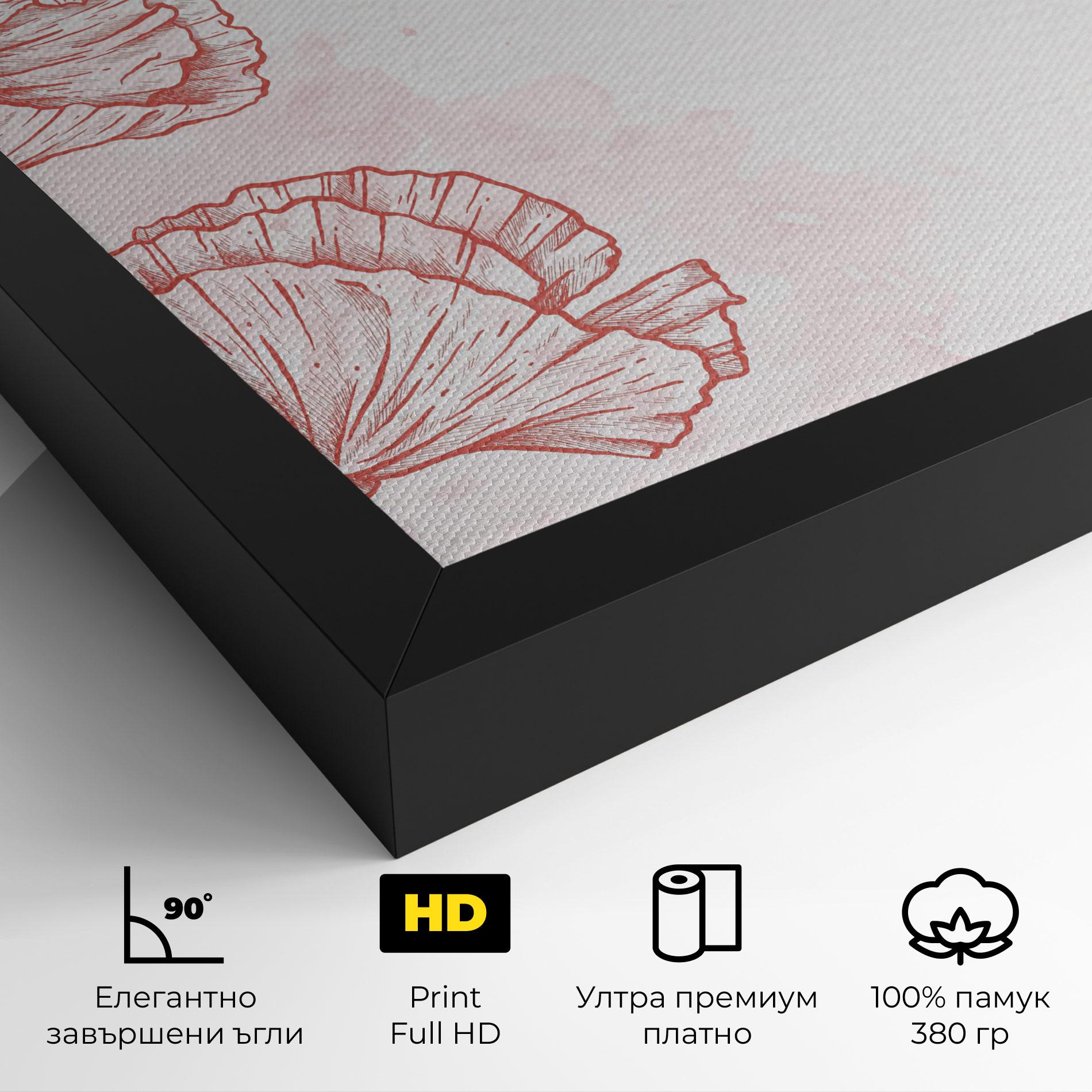 Картина на платно Red Poppy Line mockup 4