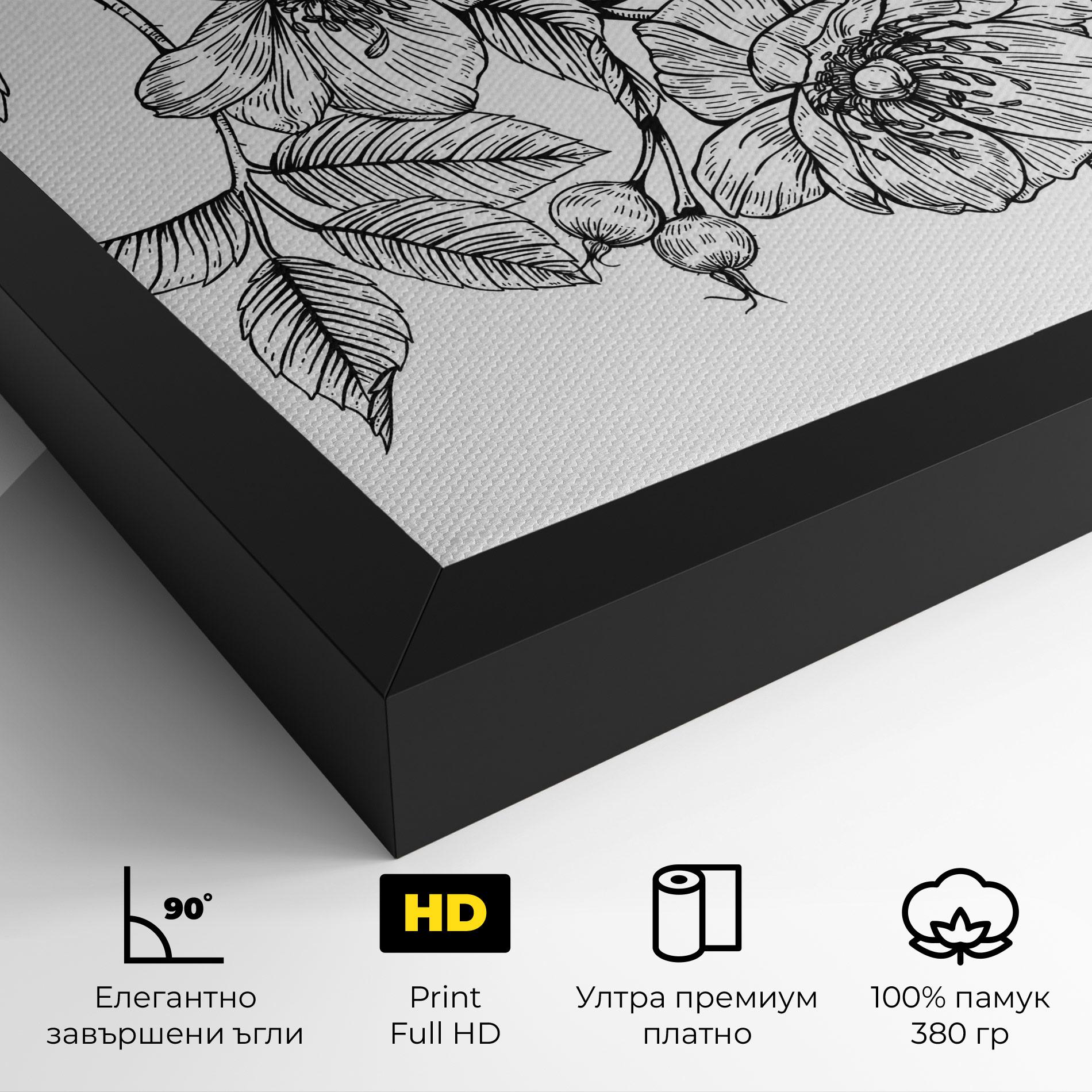 Картина на платно Rose Black Line mockup 4