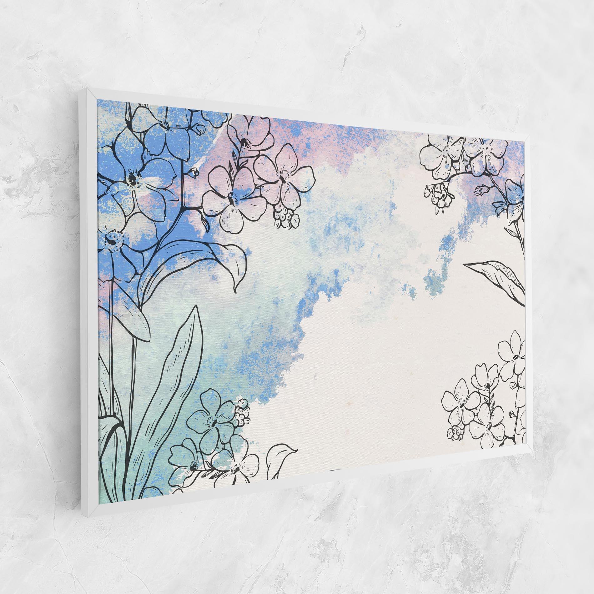 Картина на платно Blue Watercolor Flower mockup 1