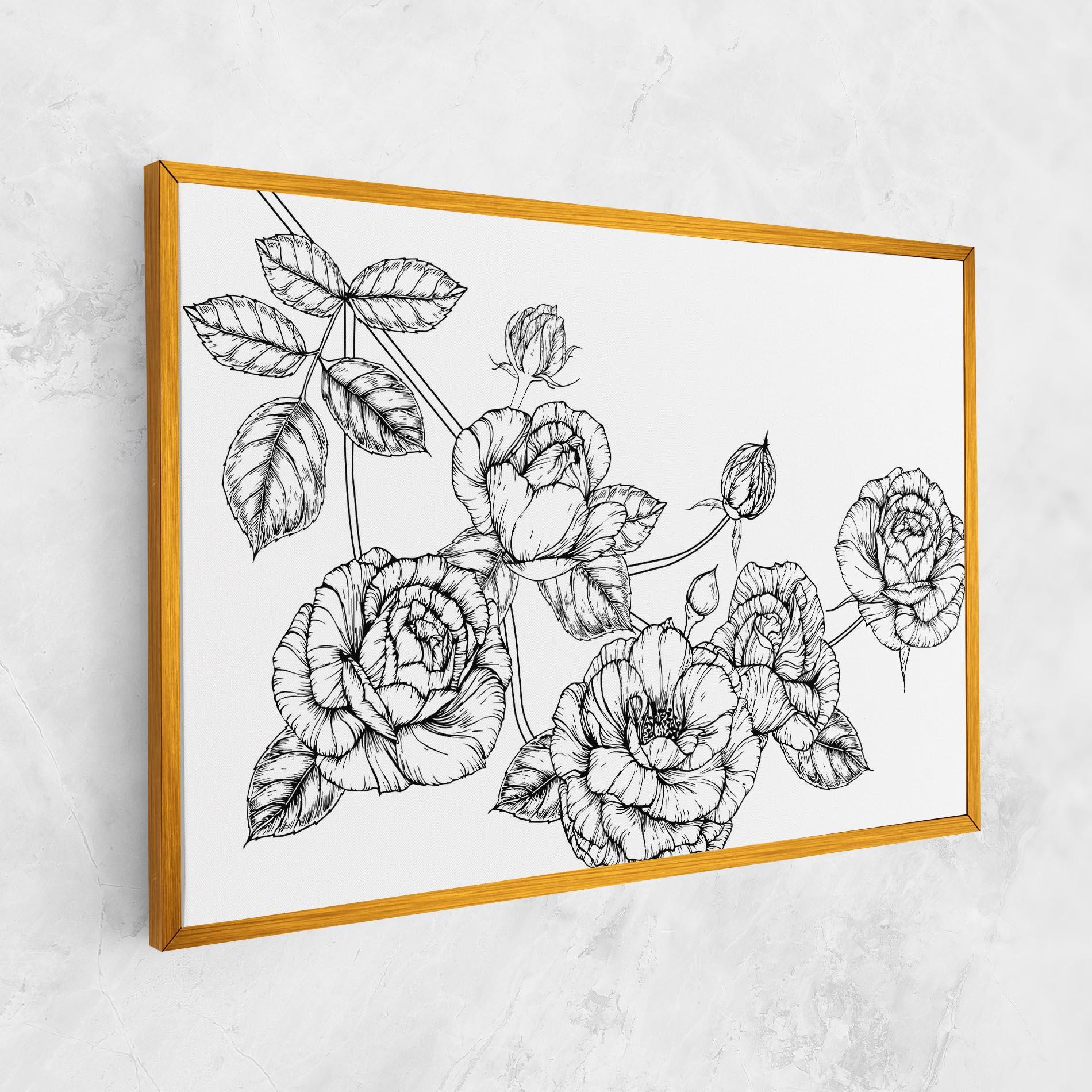 Картина на платно Big Roses Line mockup 1