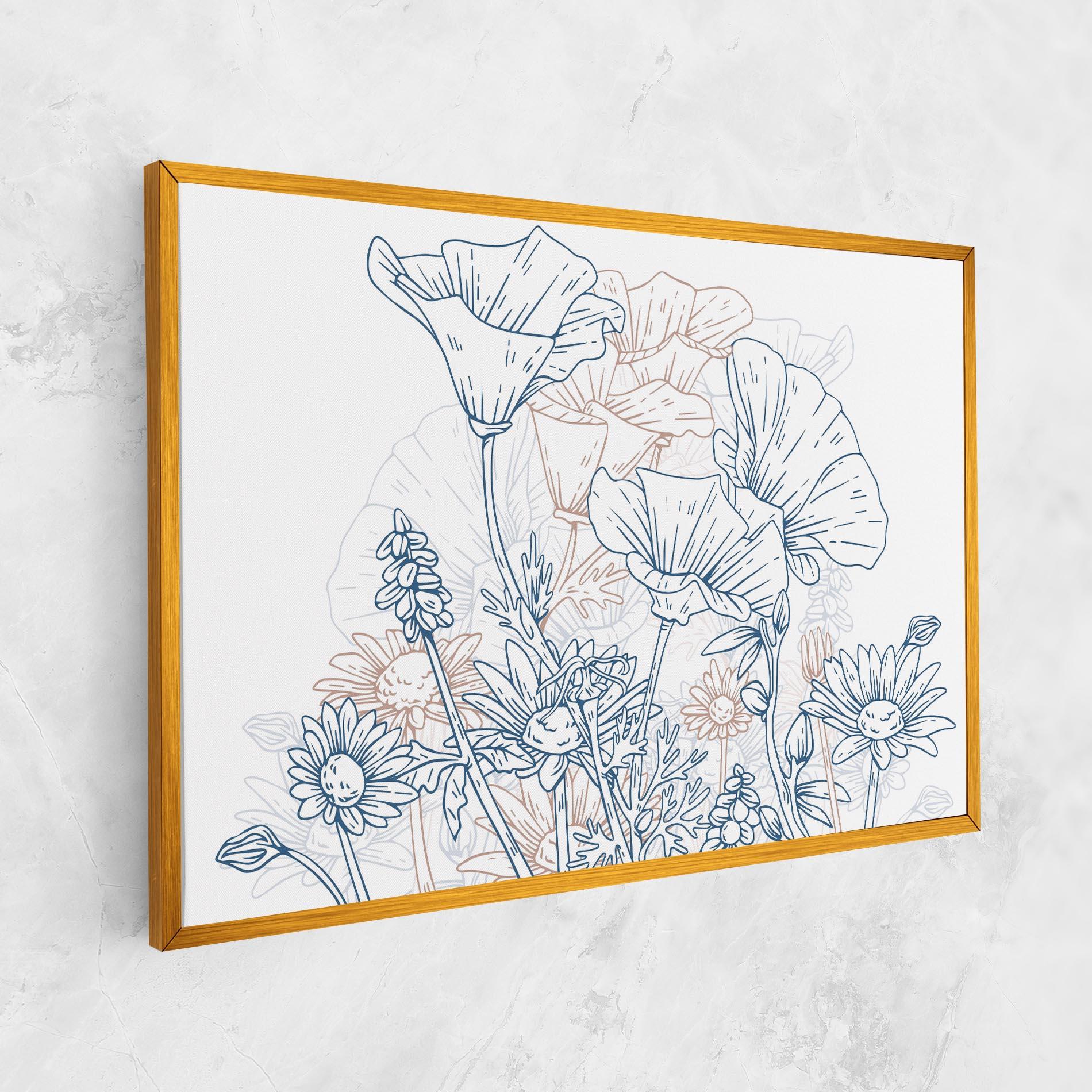 Картина на платно Cream Blue Line mockup 1