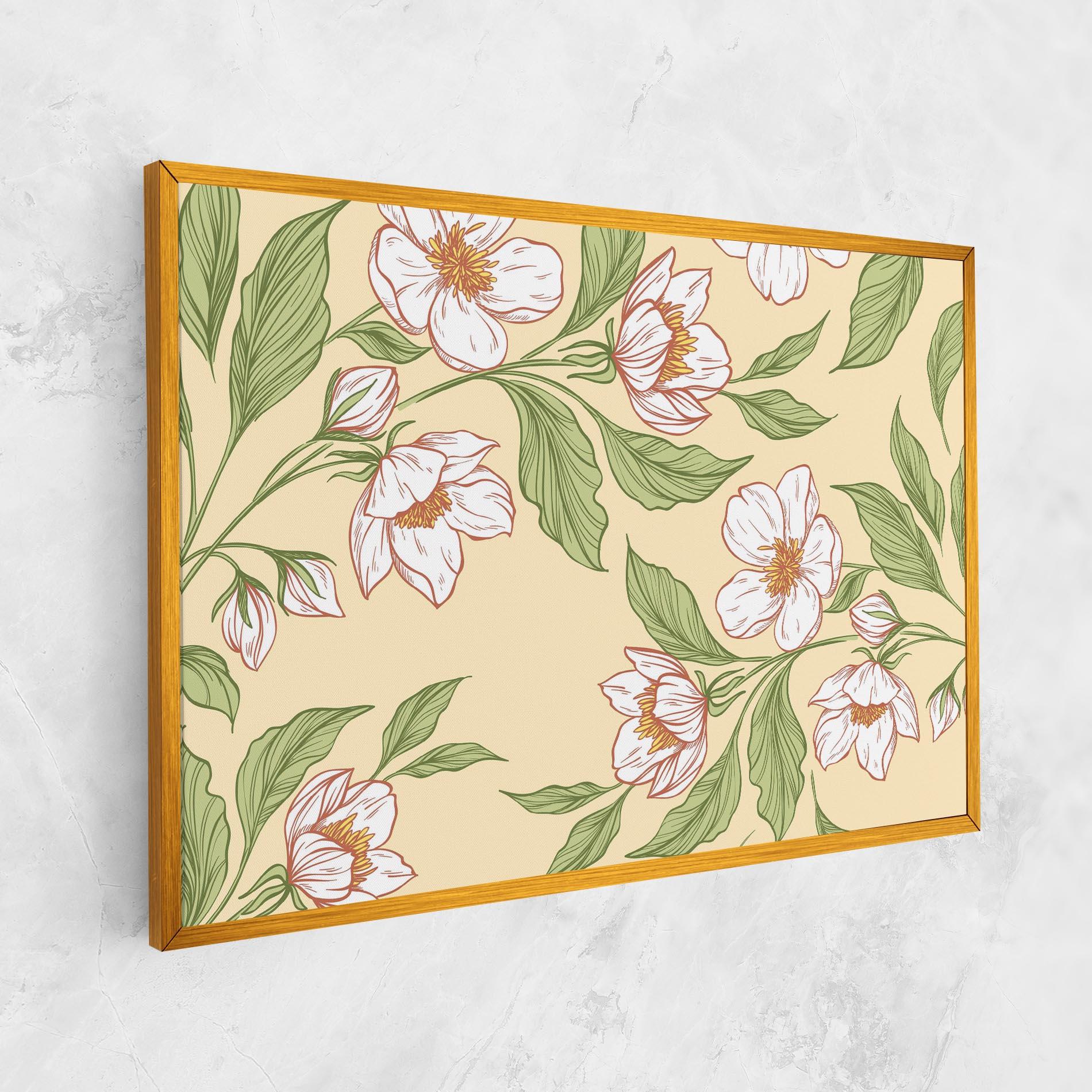 Картина на платно Cream Flower White mockup 1