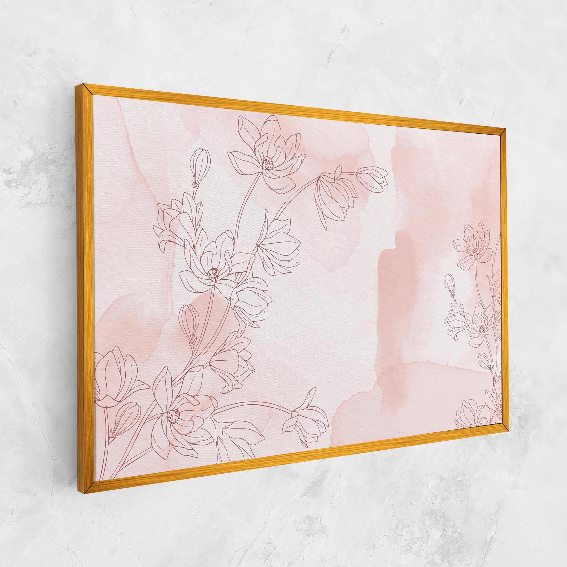 Картина на платно Pink Flower Line mockup 1