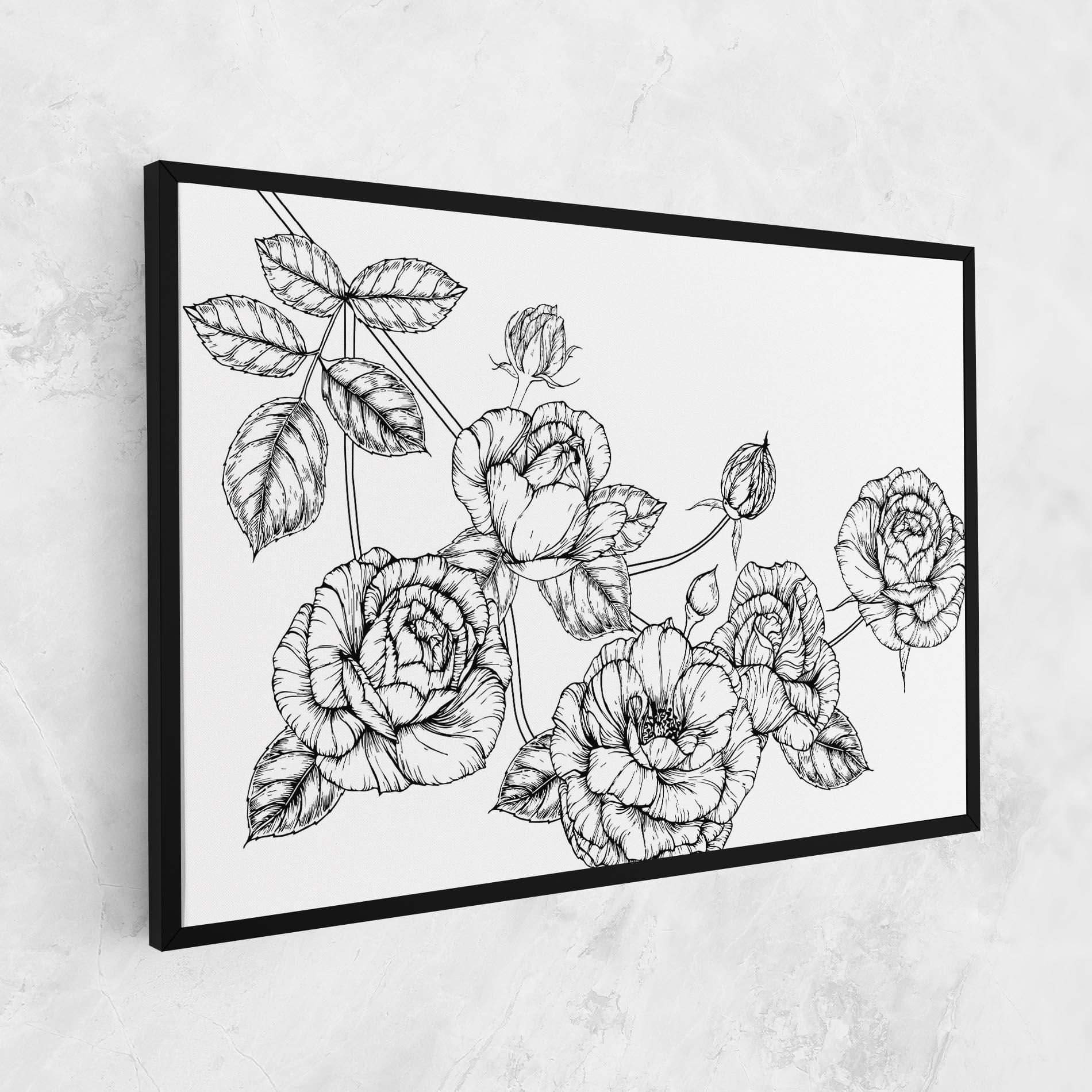 Картина на платно Big Roses Line mockup 1