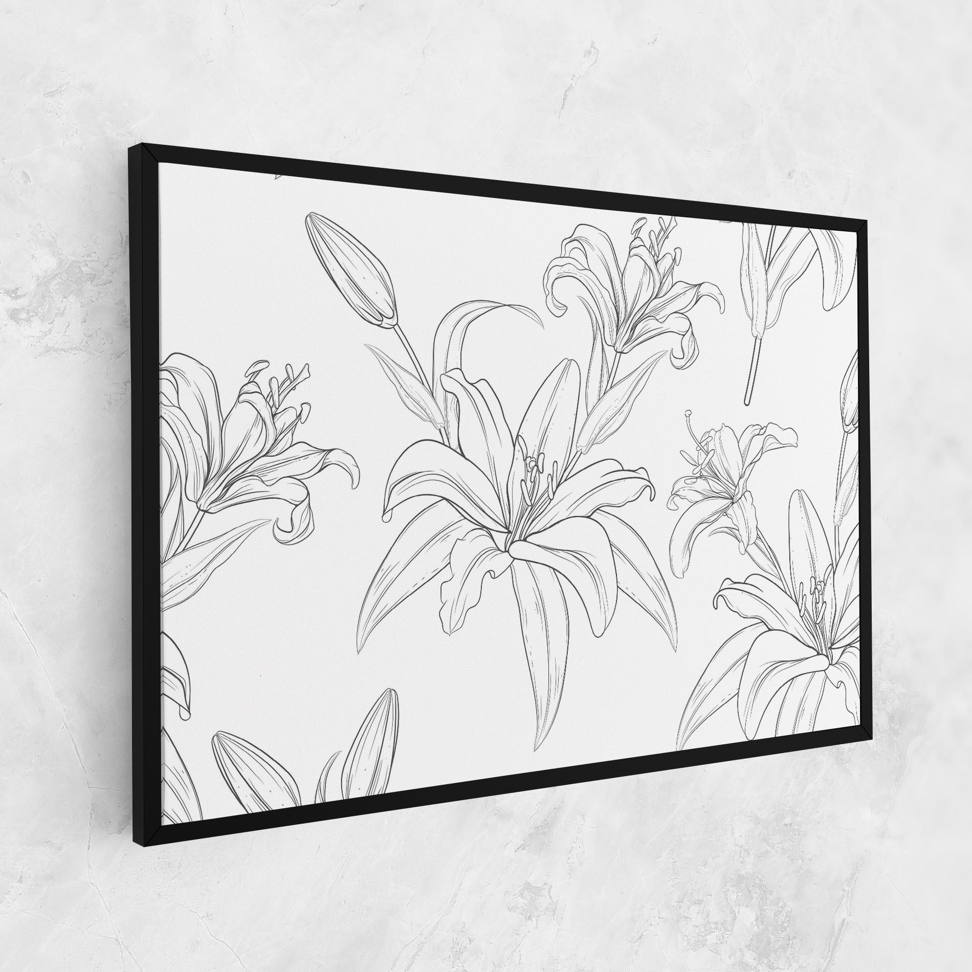 Картина на платно Grey Line Flower mockup 1