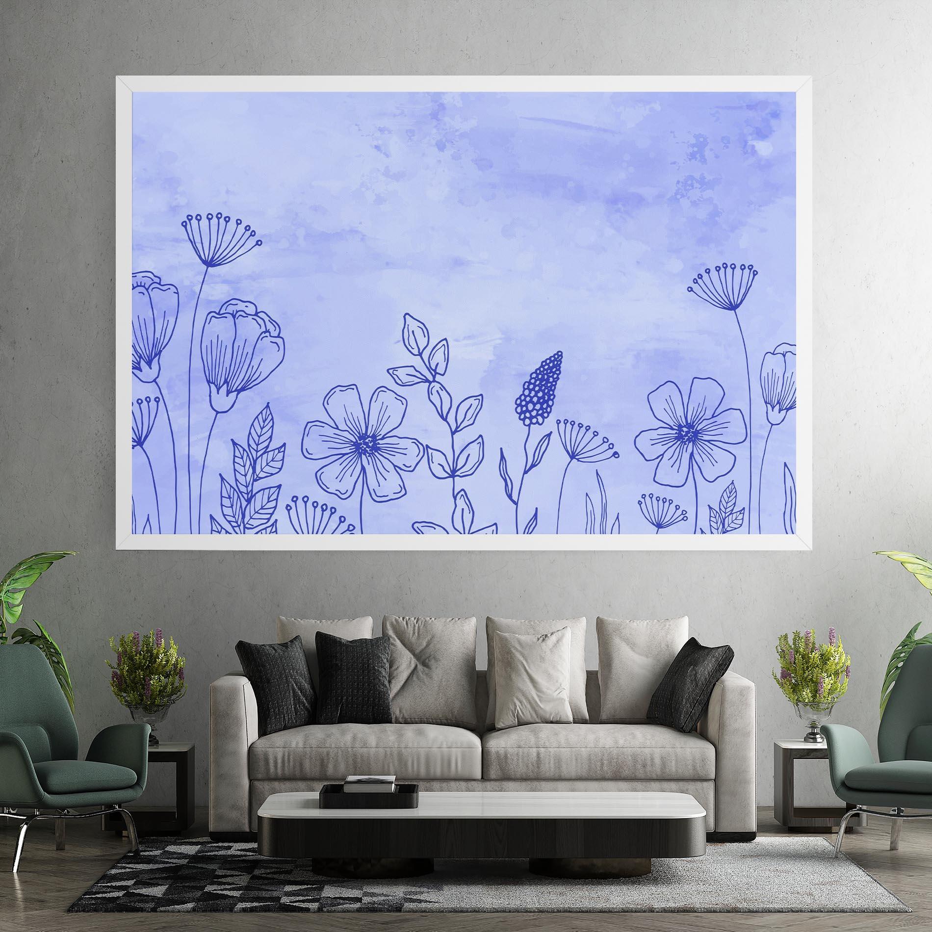 Картина на платно Blue Line Plant mockup 7