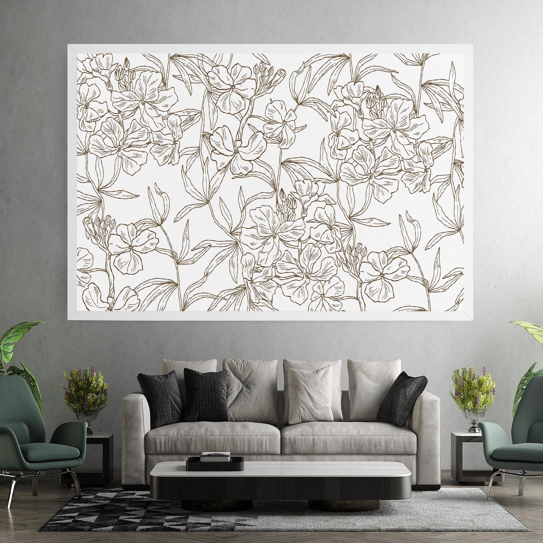 Картина на платно Flower Brown Line mockup 7