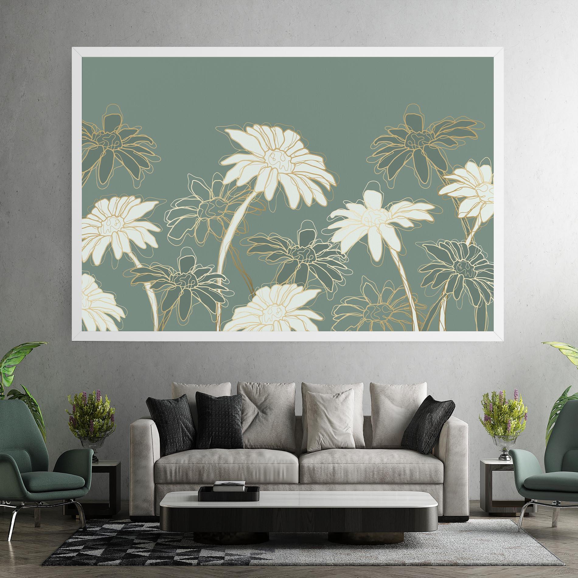 Картина на платно Gold Green Line mockup 7