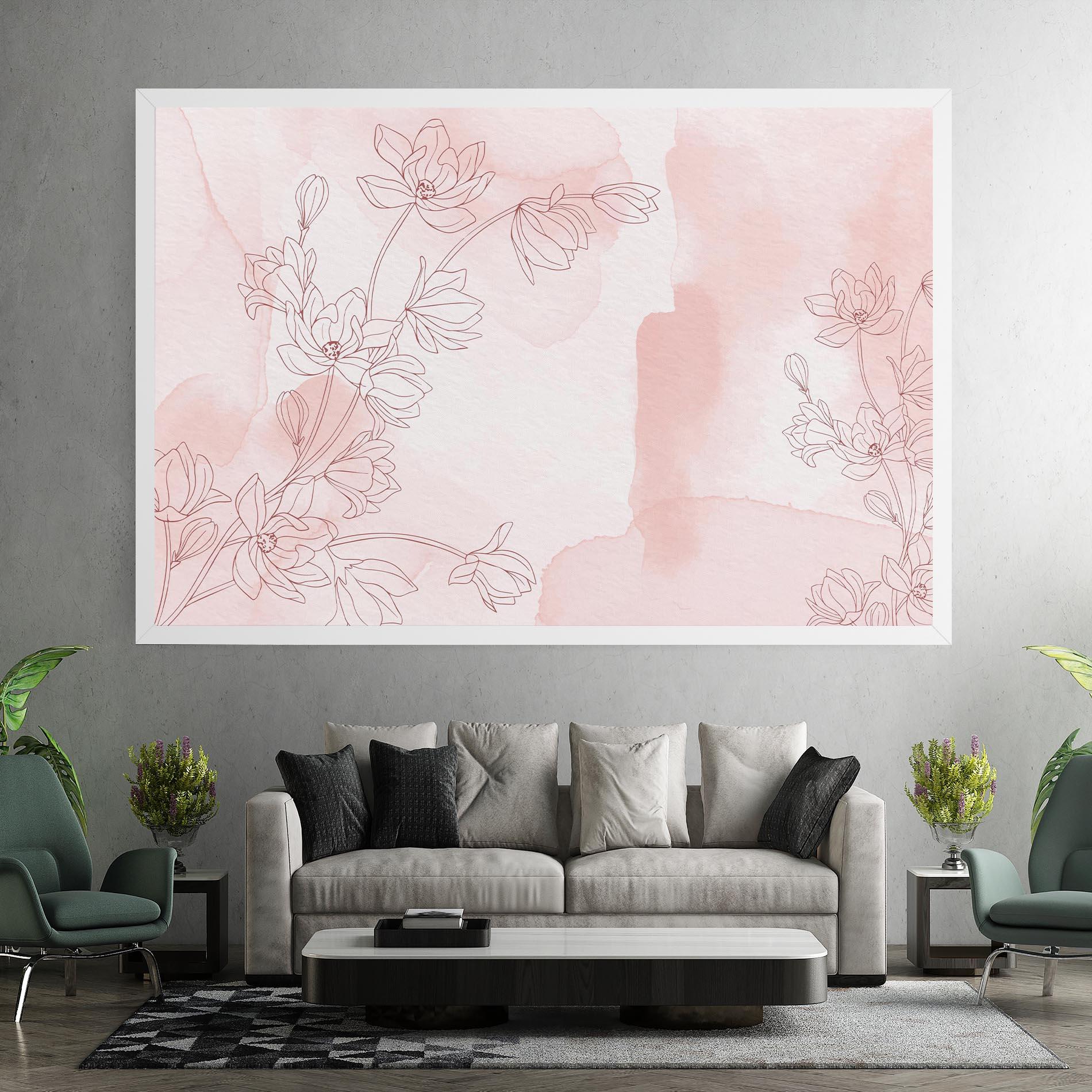Картина на платно Pink Flower Line mockup 7