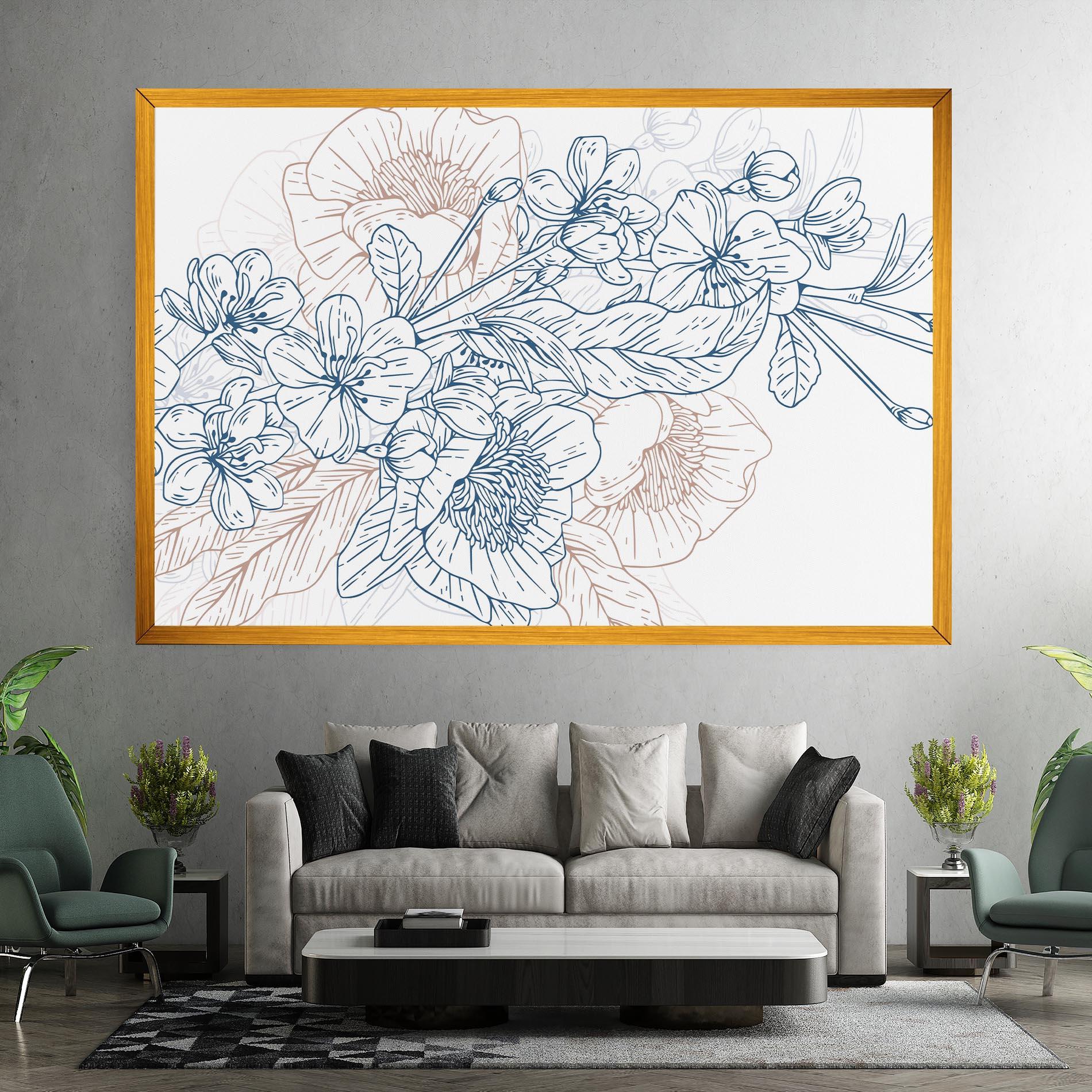 Картина на платно Blue Cream Line mockup 7