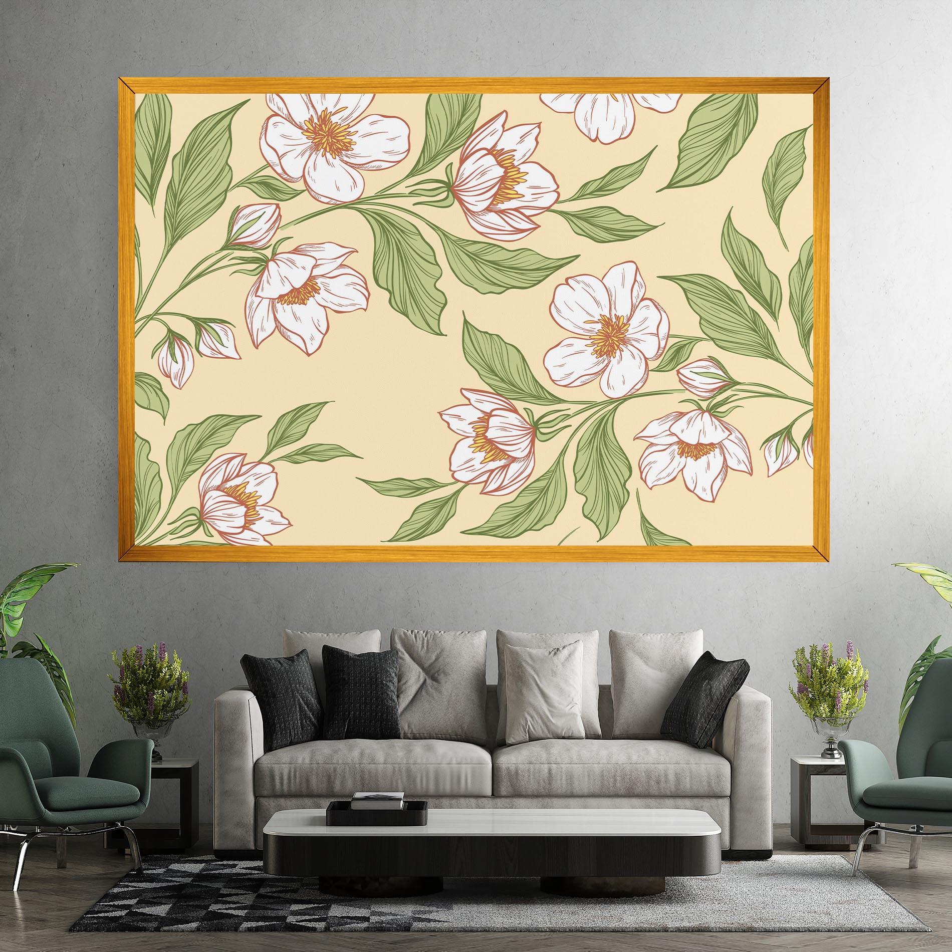 Картина на платно Cream Flower White mockup 7