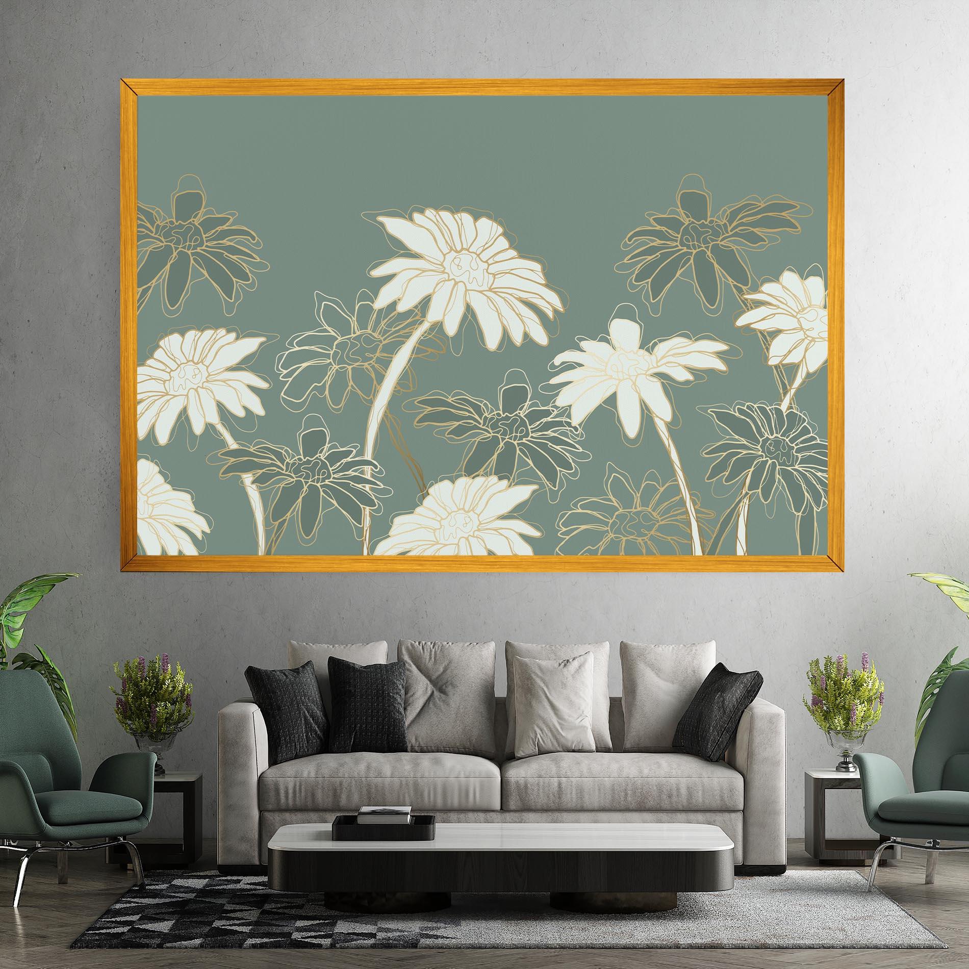 Картина на платно Gold Green Line mockup 7