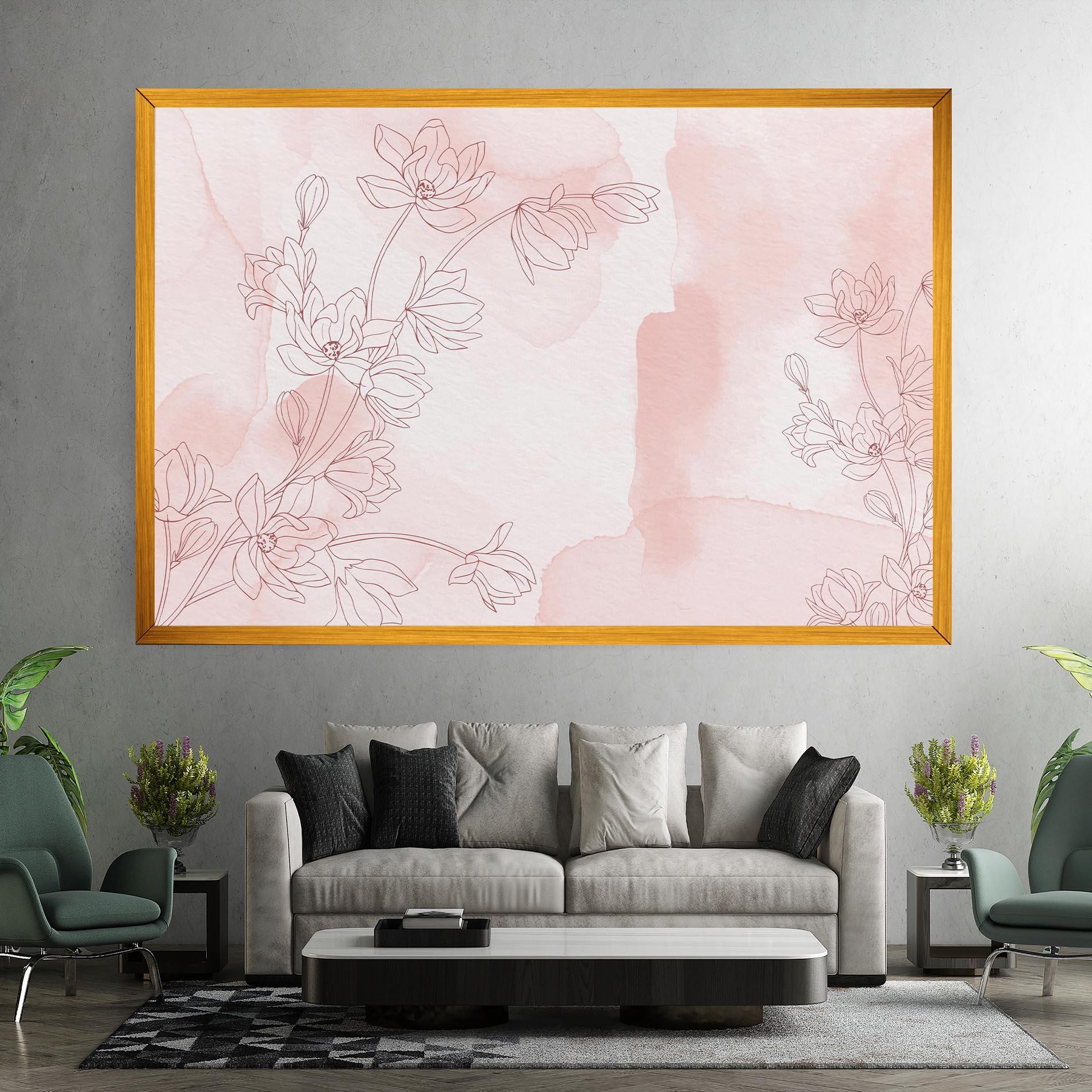Картина на платно Pink Flower Line mockup 7