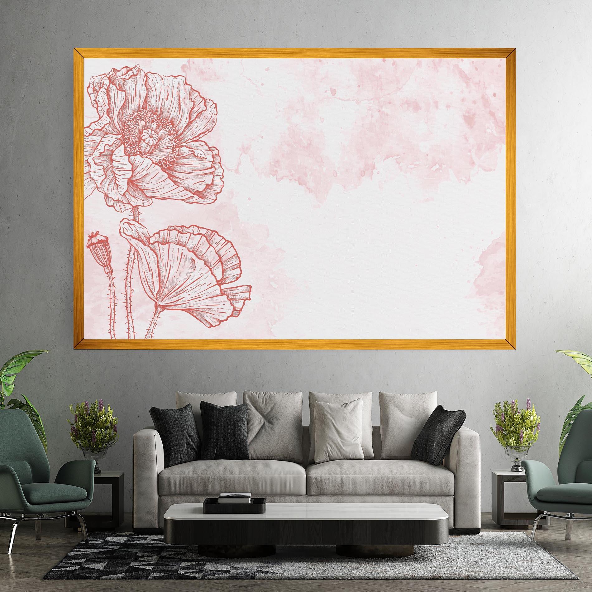 Картина на платно Red Poppy Line mockup 7