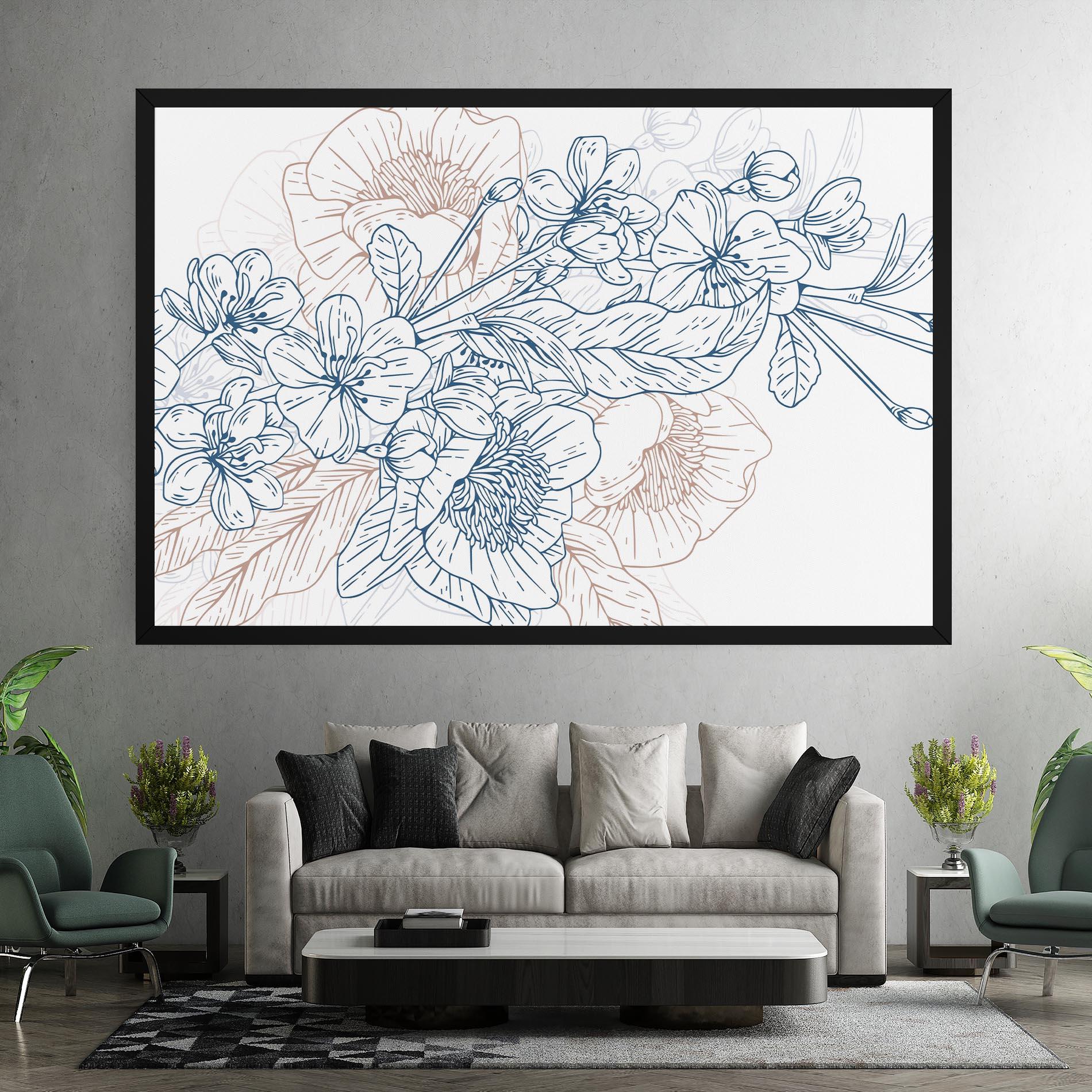 Картина на платно Blue Cream Line mockup 7