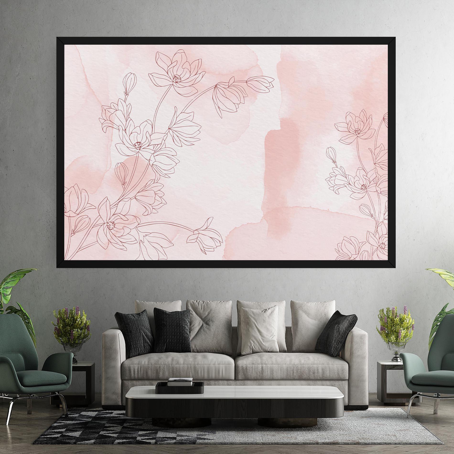 Картина на платно Pink Flower Line mockup 7