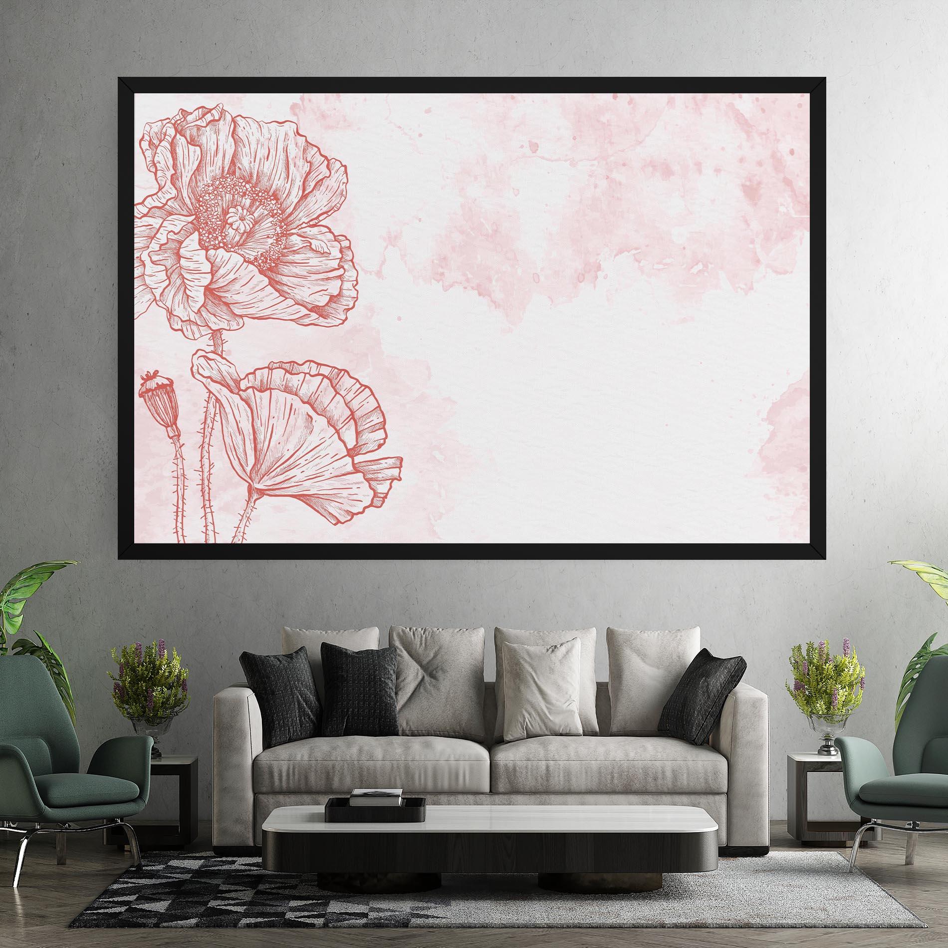 Картина на платно Red Poppy Line mockup 7