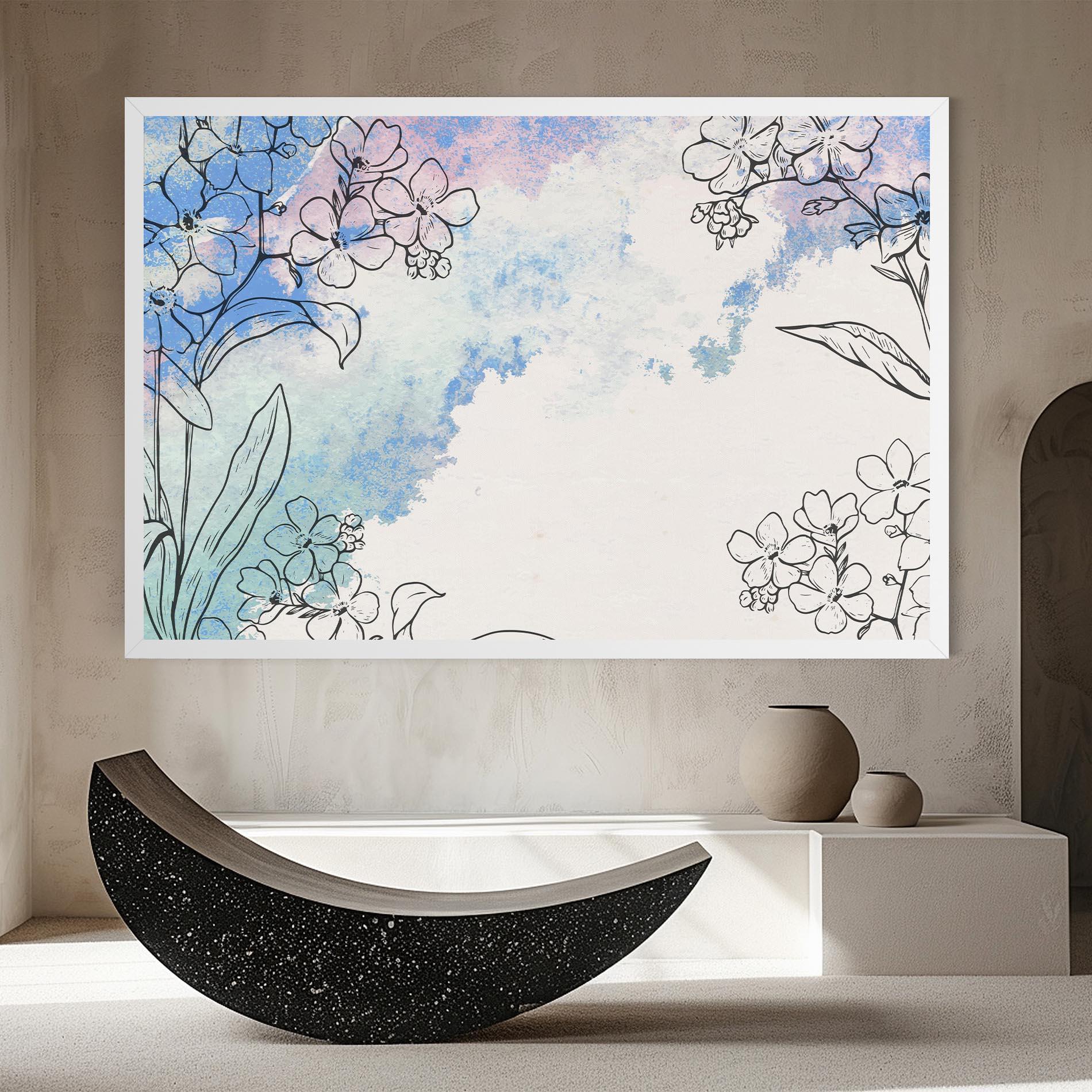 Картина на платно Blue Watercolor Flower mockup 8