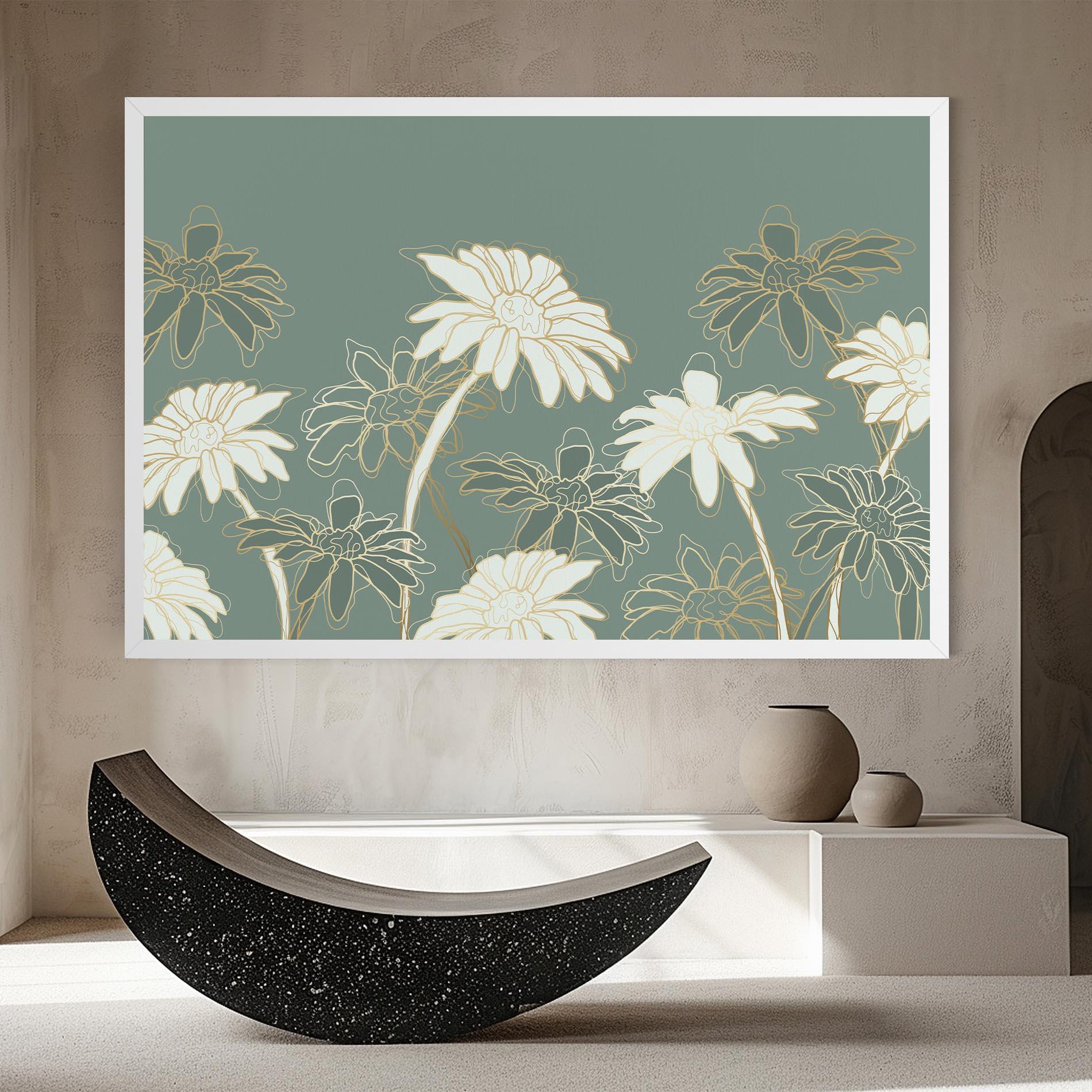 Картина на платно Gold Green Line mockup 8